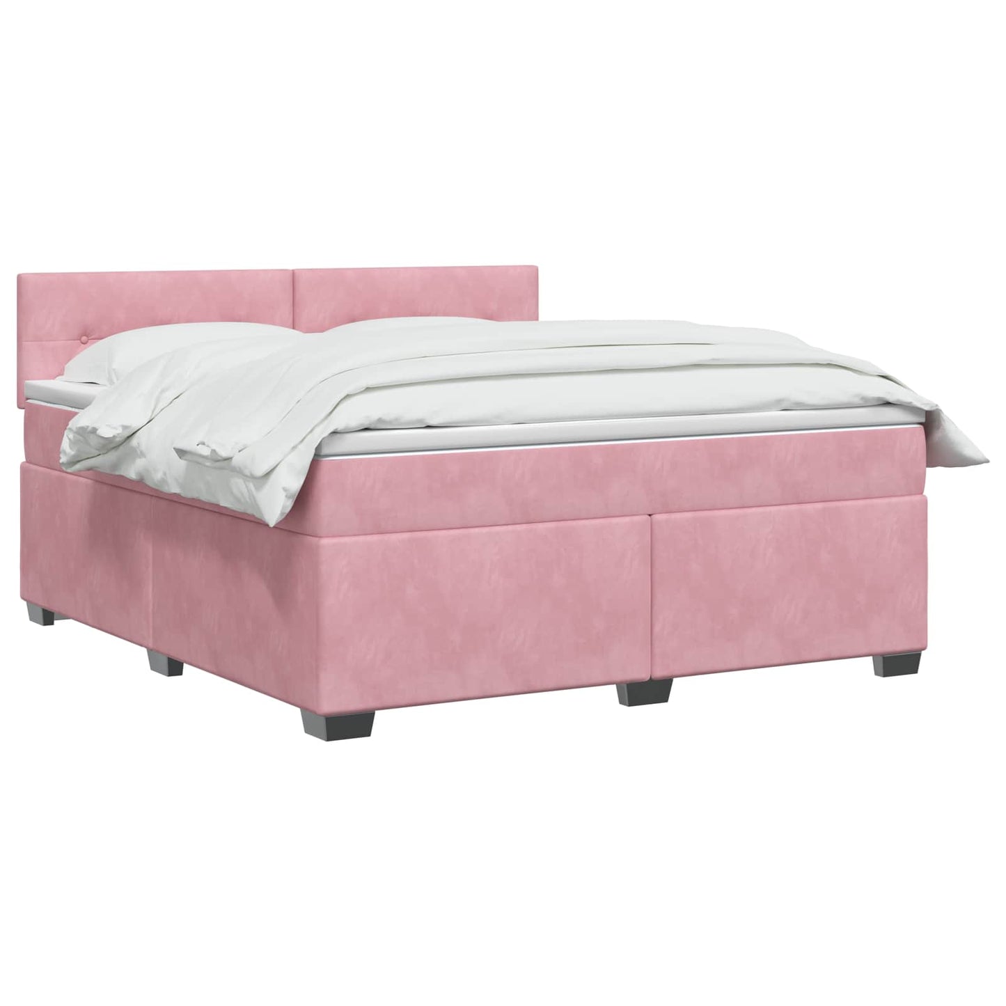 vidaXL Κρεβάτι Box Spring με Στρώμα και LED Ροζ 160 x 200 cm Βελούδο