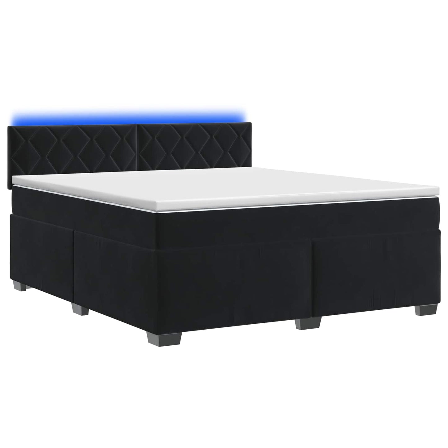 vidaXL Κρεβάτι Box Spring με Στρώμα και LED Μαύρο 160 x 200 cm Βελούδο