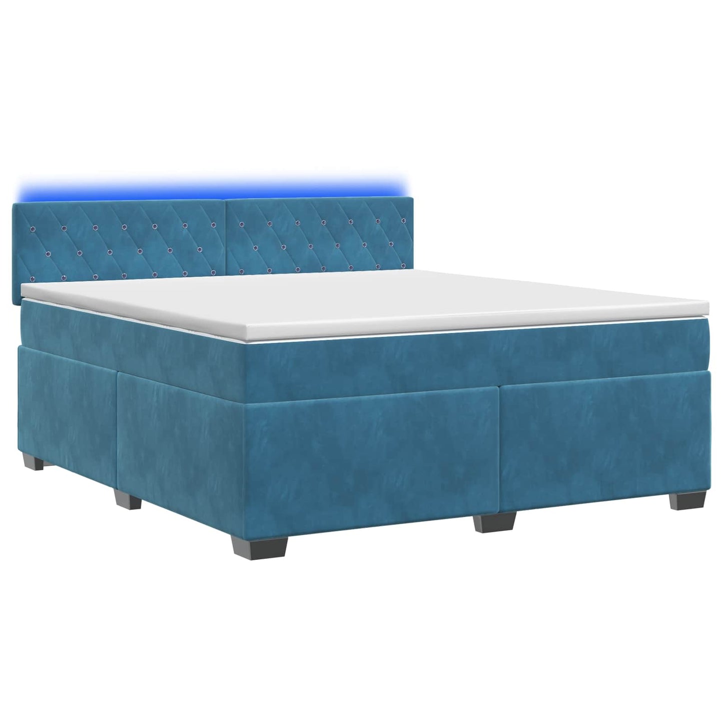 vidaXL Κρεβάτι Box Spring με Στρώμα και LED Μπλε 180 x 200 cm Βελούδο