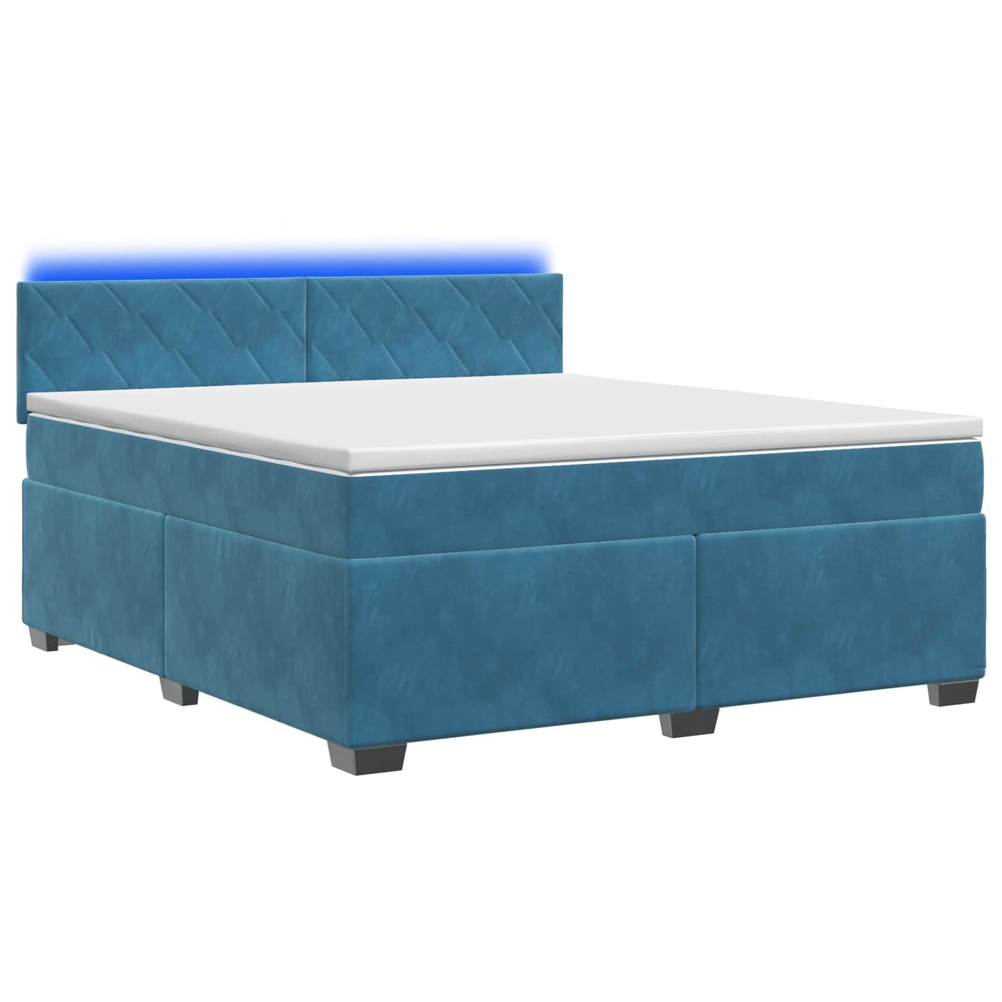 vidaXL Κρεβάτι Box Spring με Στρώμα και LED Μπλε 180 x 200 cm Βελούδο