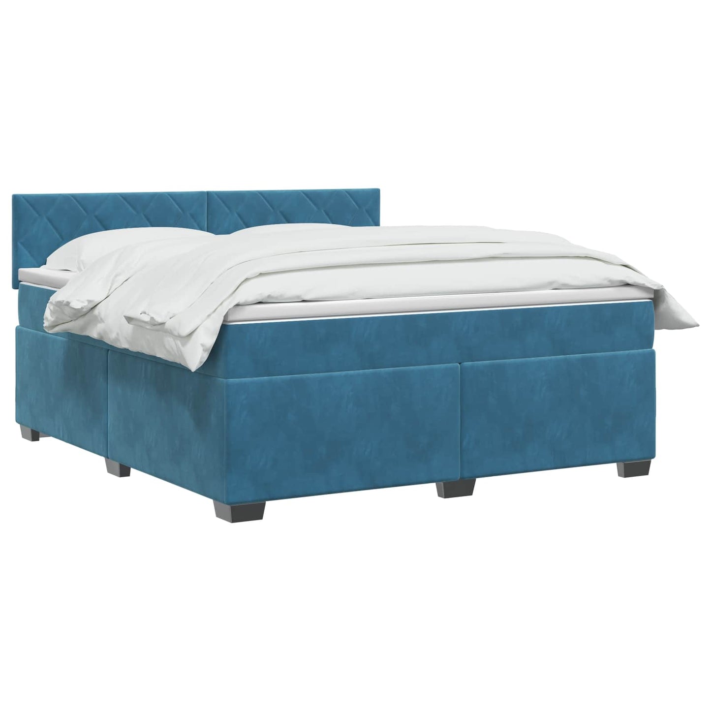 vidaXL Κρεβάτι Box Spring με Στρώμα και LED Μπλε 180 x 200 cm Βελούδο