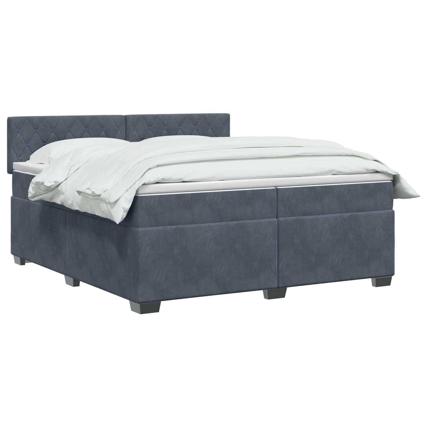 vidaXL Κρεβάτι Box Spring με Στρώμα και LED Σκούρο Γκρι 200 x 200 cm