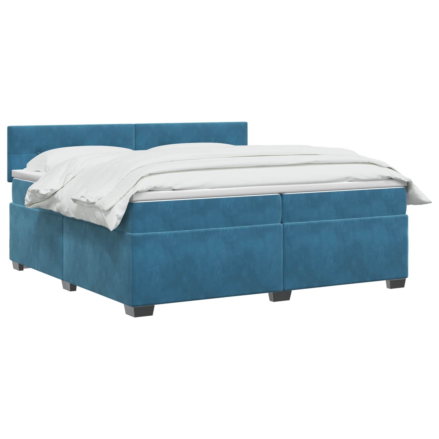 vidaXL Κρεβάτι Box Spring με Στρώμα και LED Μπλε 200 x 200 cm Βελούδο