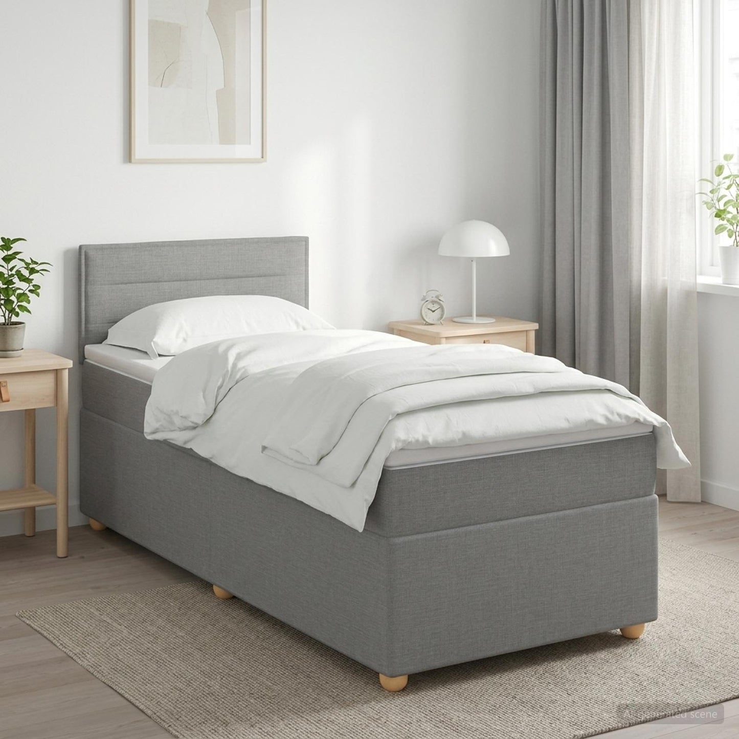 vidaXL Κρεβάτι box spring με στρώμα Ανοιχτό γκρι 100 x 200 cm Ύφασμα