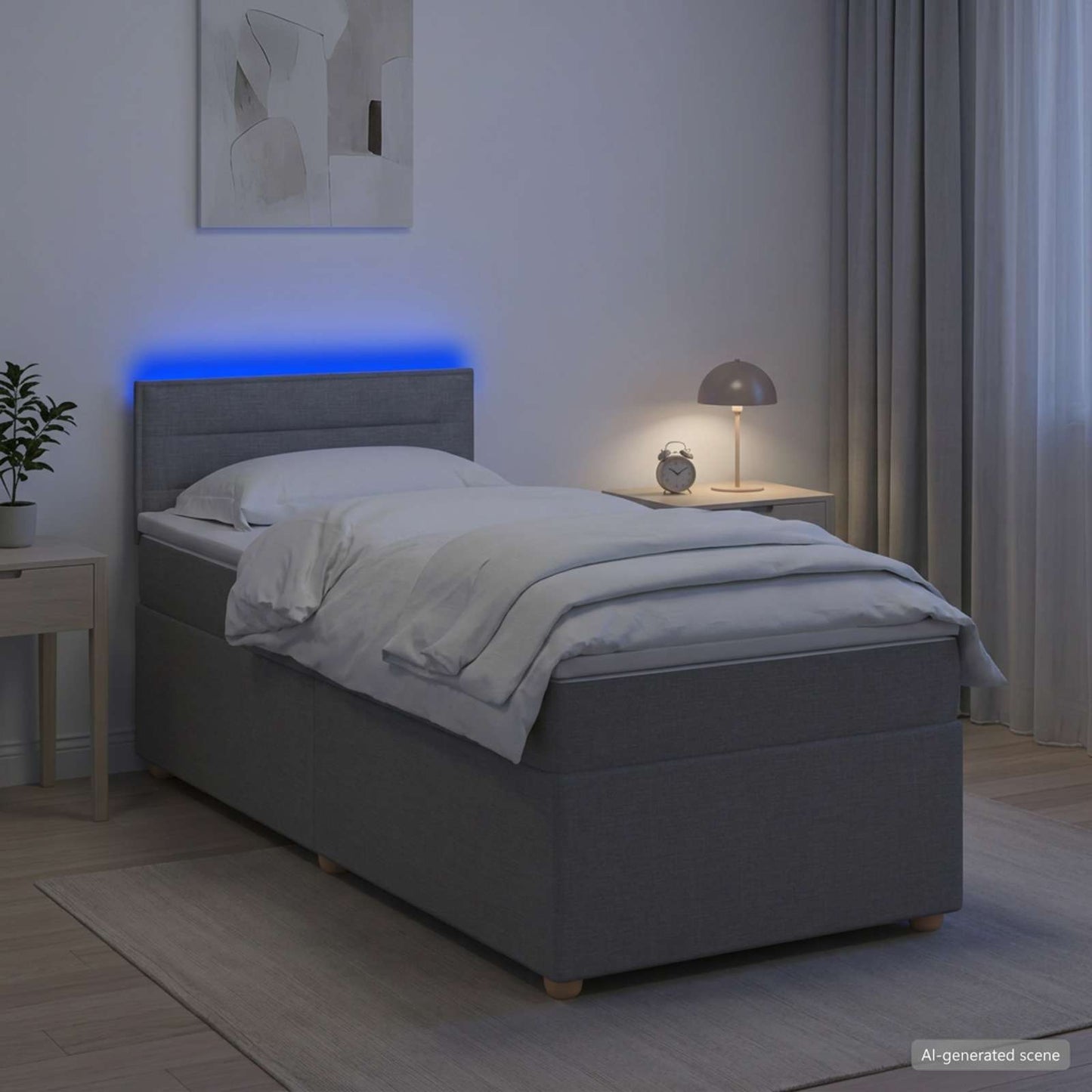 vidaXL Κρεβάτι box spring με στρώμα Ανοιχτό γκρι 100 x 200 cm Ύφασμα