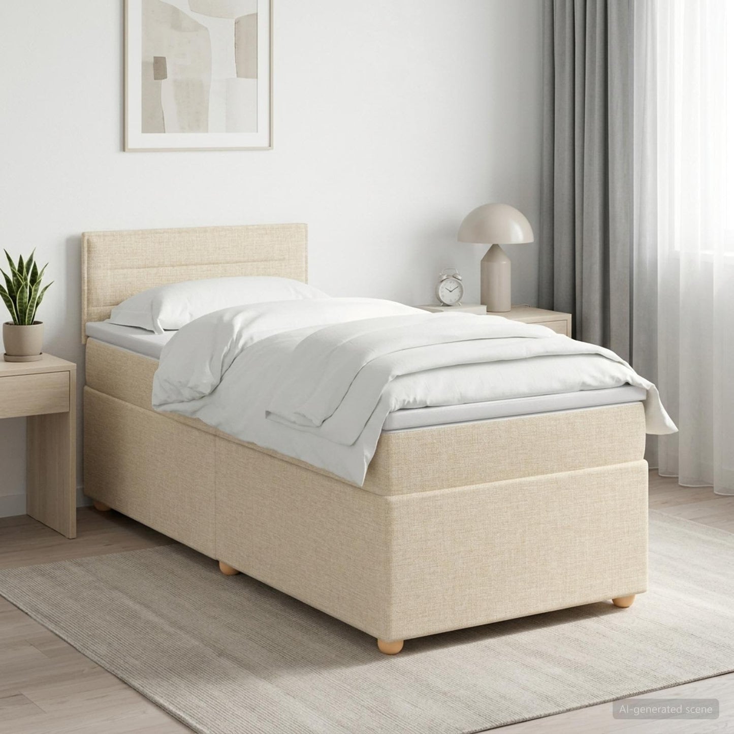 vidaXL Κρεβάτι box spring με στρώμα Κρεμ 80 x 200 cm Ύφασμα