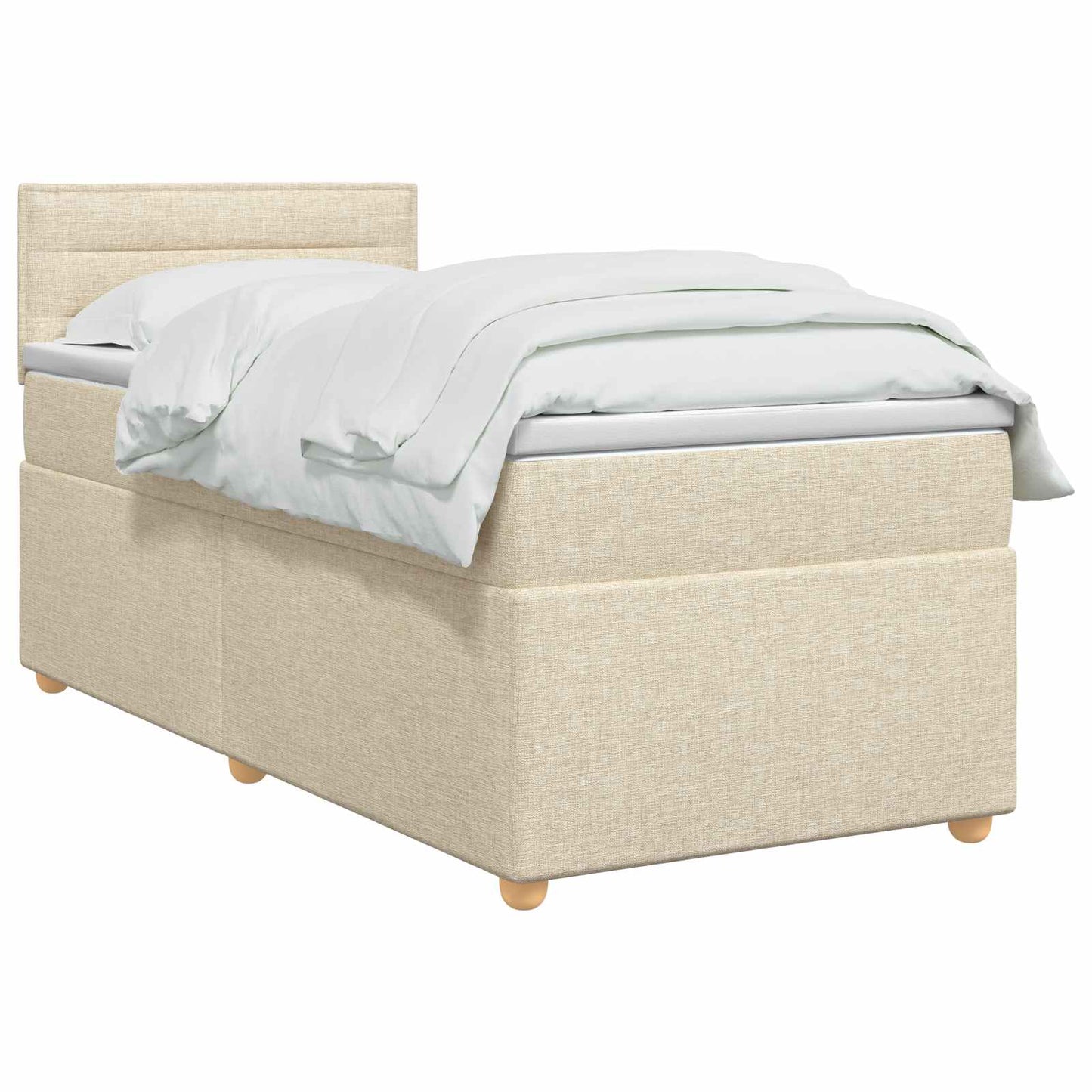 vidaXL Κρεβάτι box spring με στρώμα Κρεμ 80 x 200 cm Ύφασμα