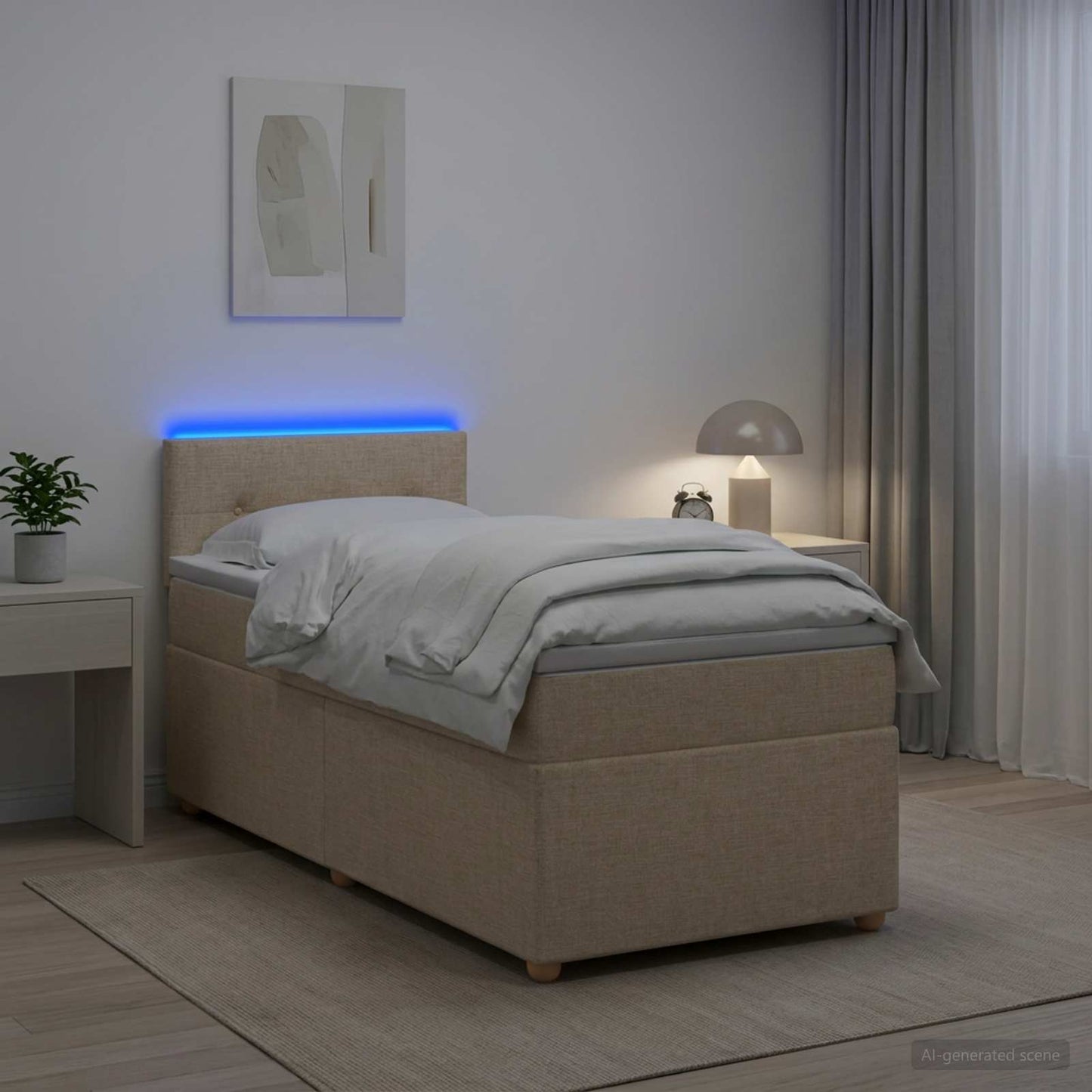 vidaXL Κρεβάτι box spring με στρώμα Κρεμ 90 x 190 cm Ύφασμα