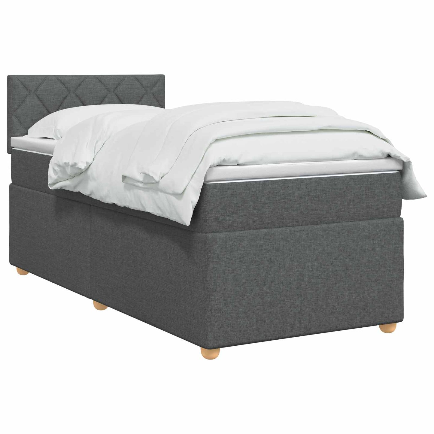 vidaXL Κρεβάτι box spring με στρώμα Σκούρο Γκρι 80 x 200 cm Ύφασμα
