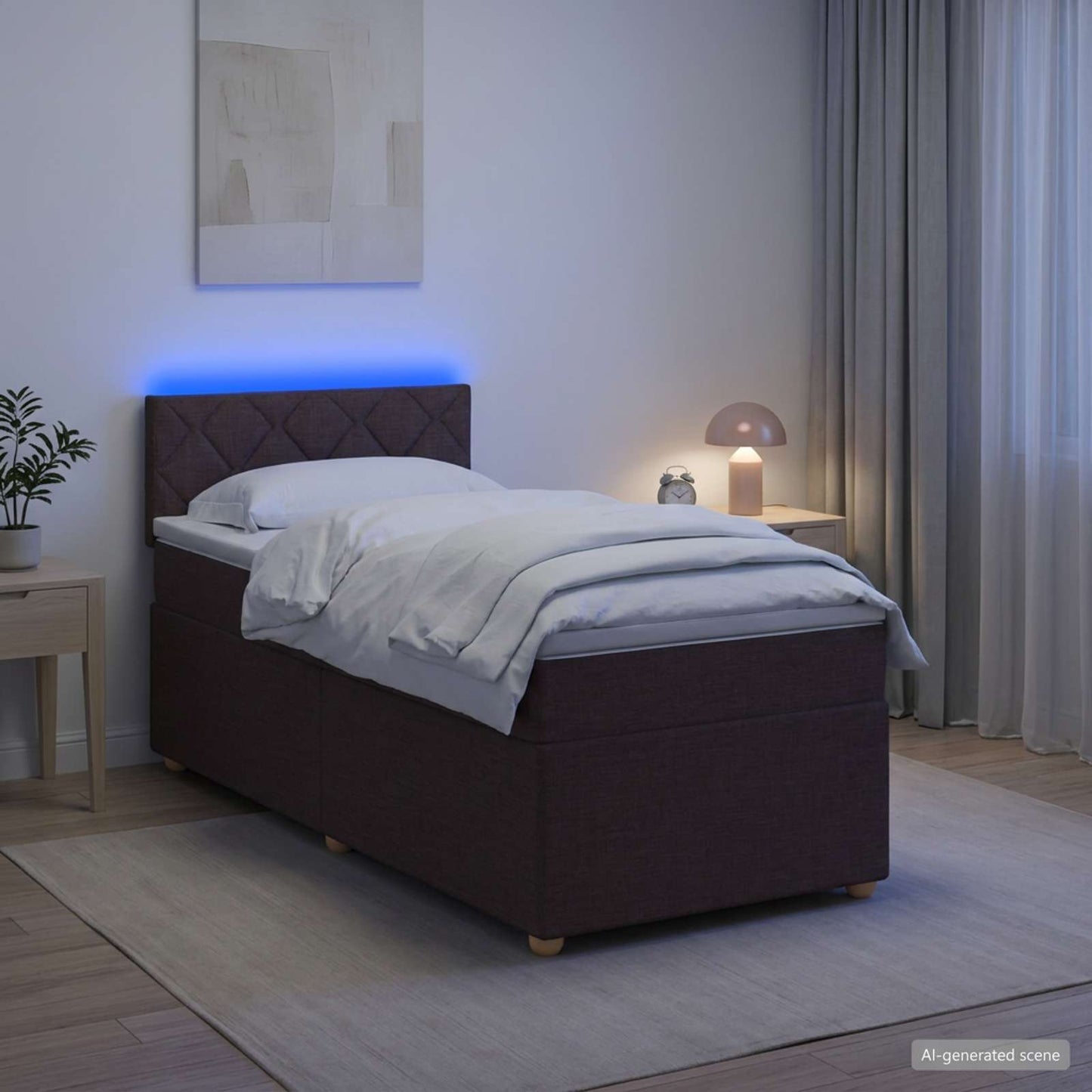vidaXL Κρεβάτι box spring με στρώμα Σκούρο Καφέ 90 x 200 cm Ύφασμα