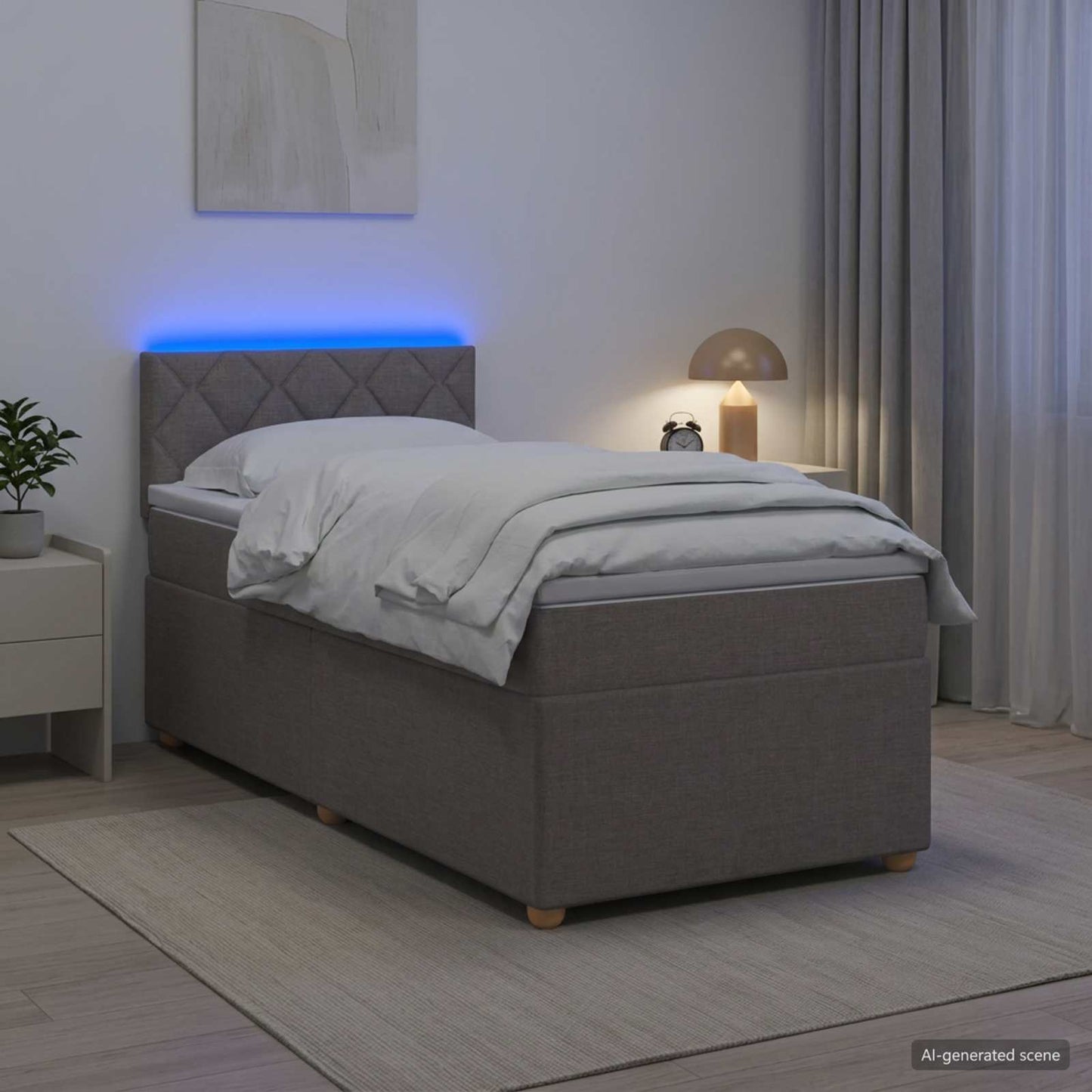 vidaXL Κρεβάτι box spring με στρώμα Taupe 90 x 200 cm Ύφασμα
