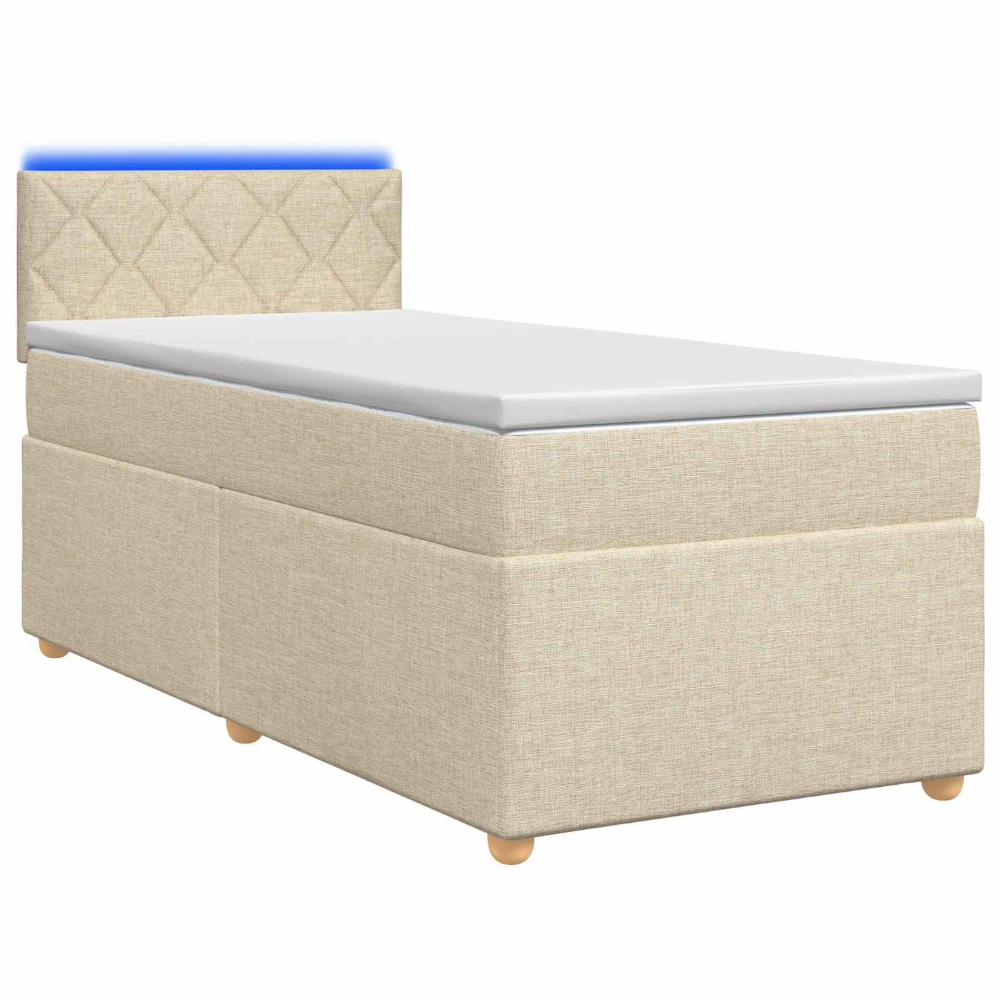 vidaXL Κρεβάτι box spring με στρώμα Κρεμ 80 x 200 cm Ύφασμα