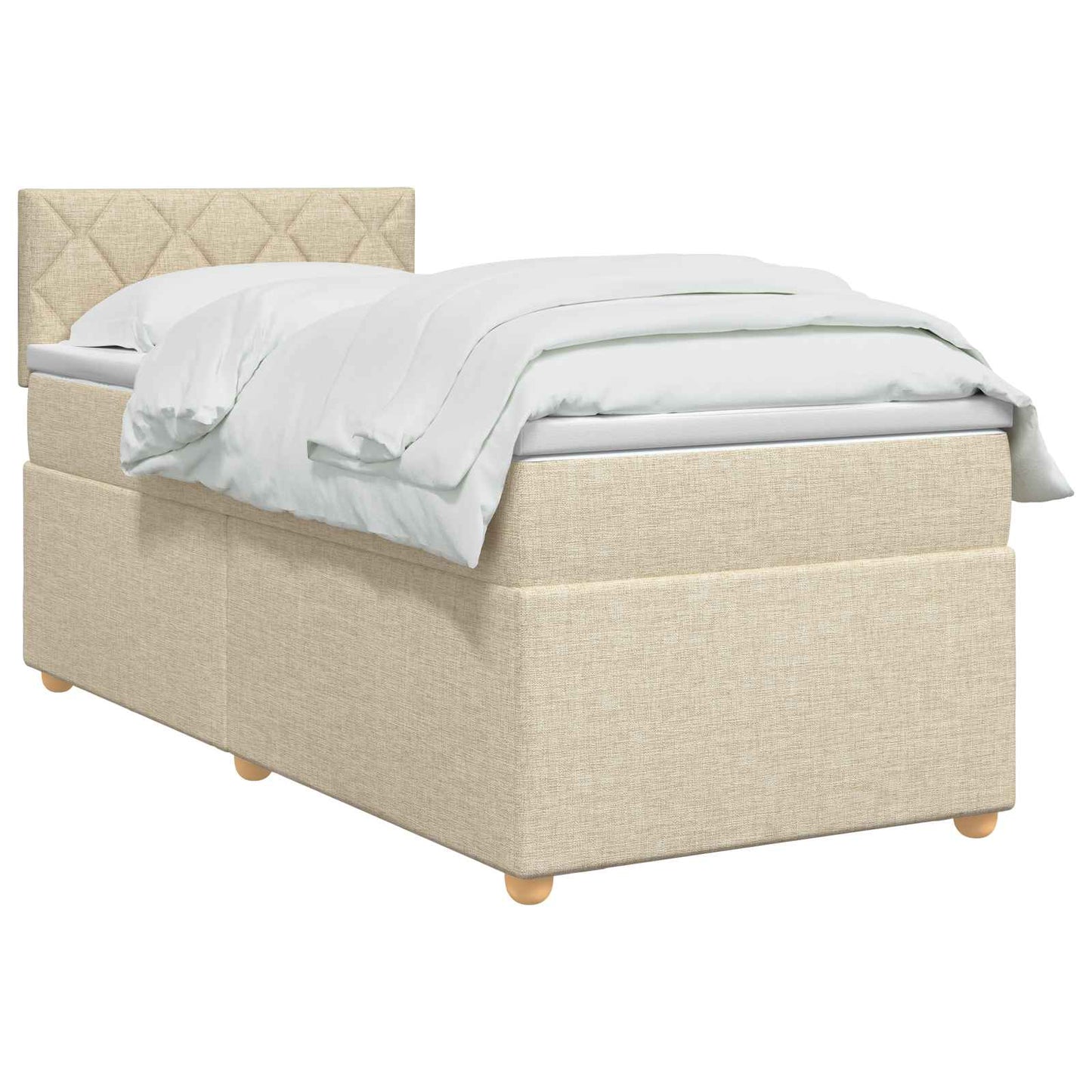 vidaXL Κρεβάτι box spring με στρώμα Κρεμ 80 x 200 cm Ύφασμα