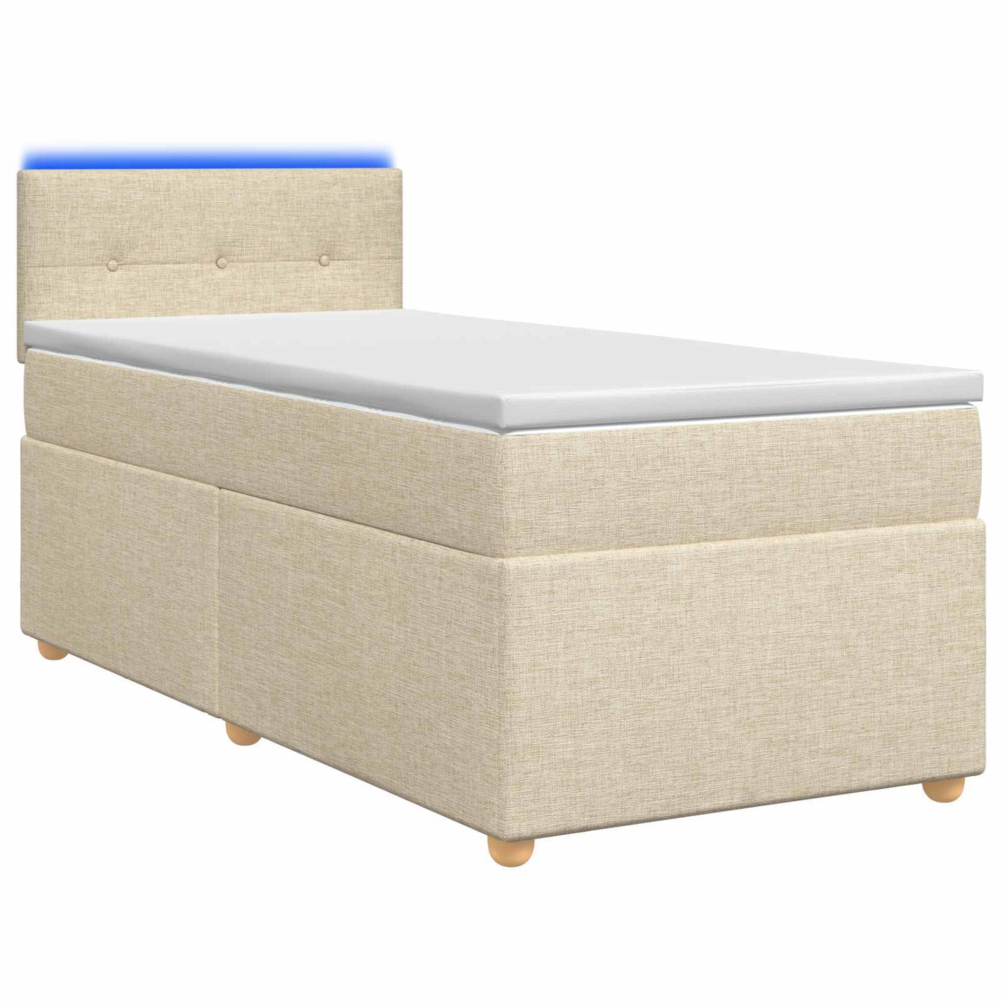vidaXL Κρεβάτι box spring με στρώμα Κρεμ 90 x 190 cm Ύφασμα
