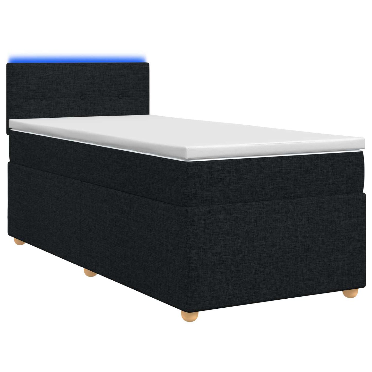 vidaXL Κρεβάτι box spring με στρώμα Μαύρο 90 x 200 cm Ύφασμα