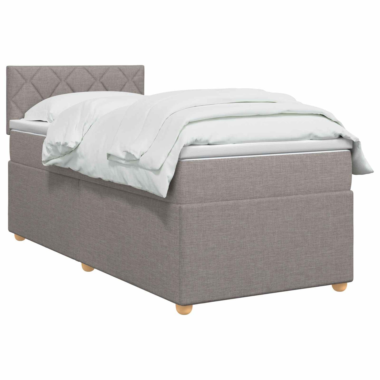 vidaXL Κρεβάτι box spring με στρώμα Taupe 90 x 200 cm Ύφασμα