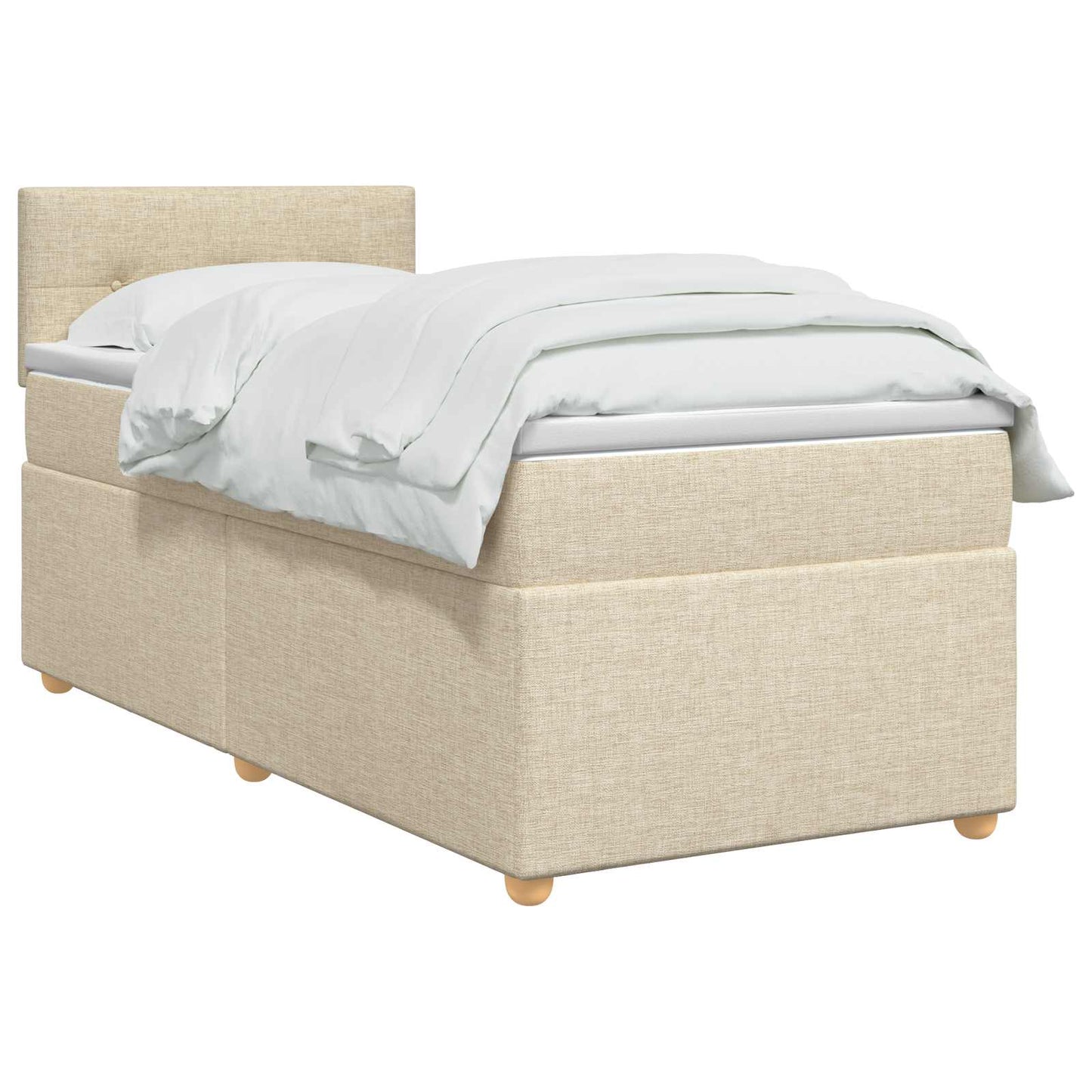 vidaXL Κρεβάτι box spring με στρώμα Κρεμ 100 x 200 cm Ύφασμα