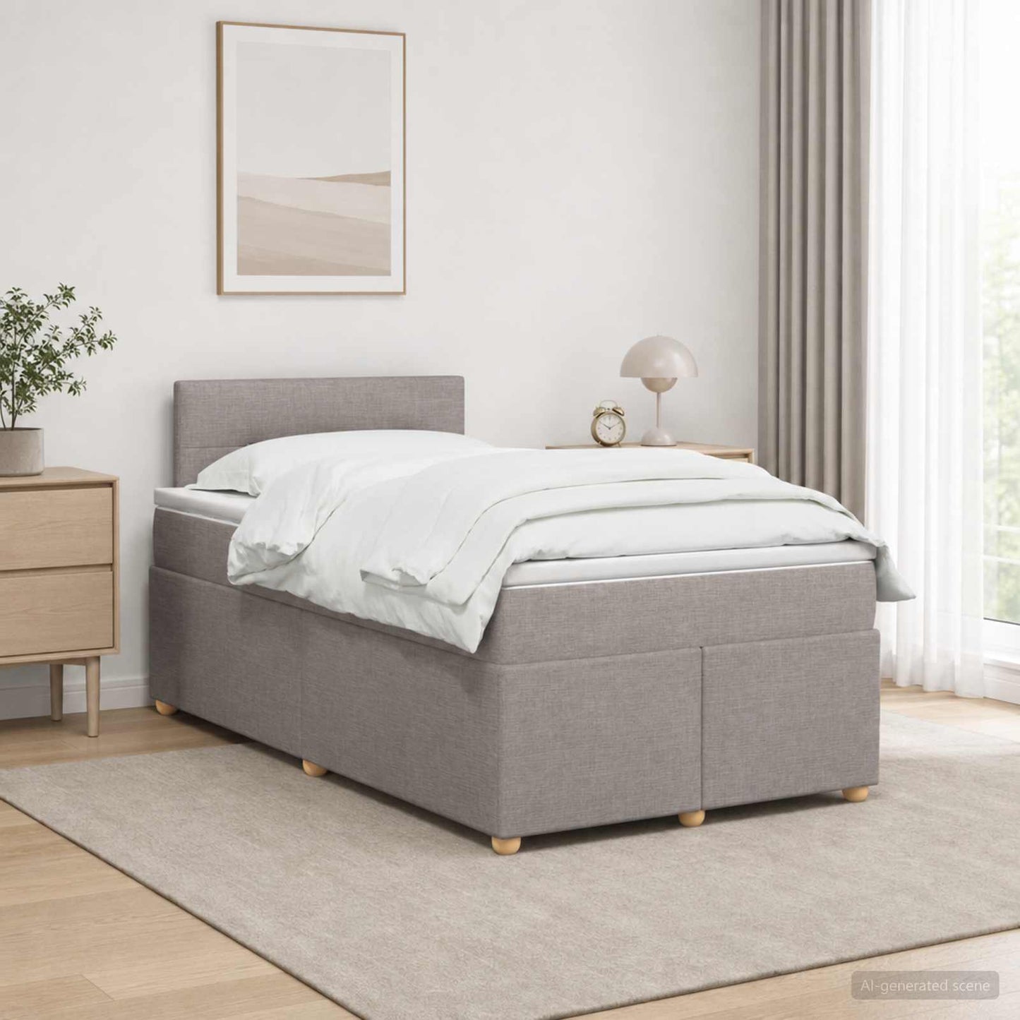 vidaXL Κρεβάτι box spring με στρώμα Taupe 120 x 200 cm Ύφασμα