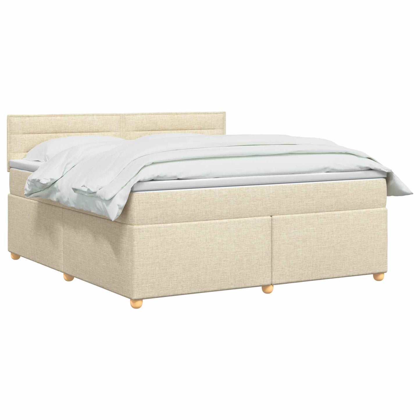 vidaXL Κρεβάτι box spring με στρώμα Κρεμ 140 x 190 cm Ύφασμα