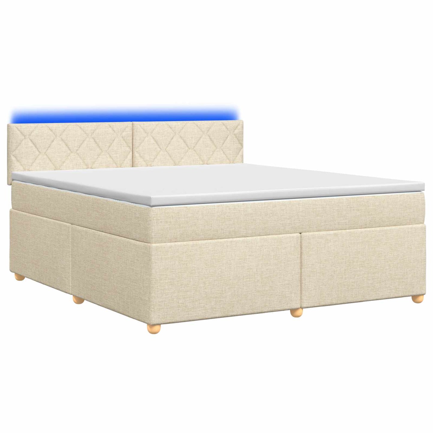 vidaXL Κρεβάτι box spring με στρώμα Κρεμ 160 x 200 cm Ύφασμα