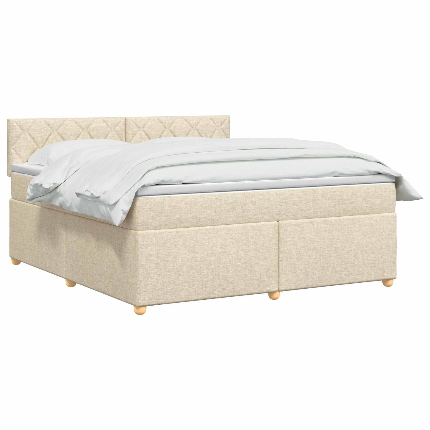 vidaXL Κρεβάτι box spring με στρώμα Κρεμ 160 x 200 cm Ύφασμα