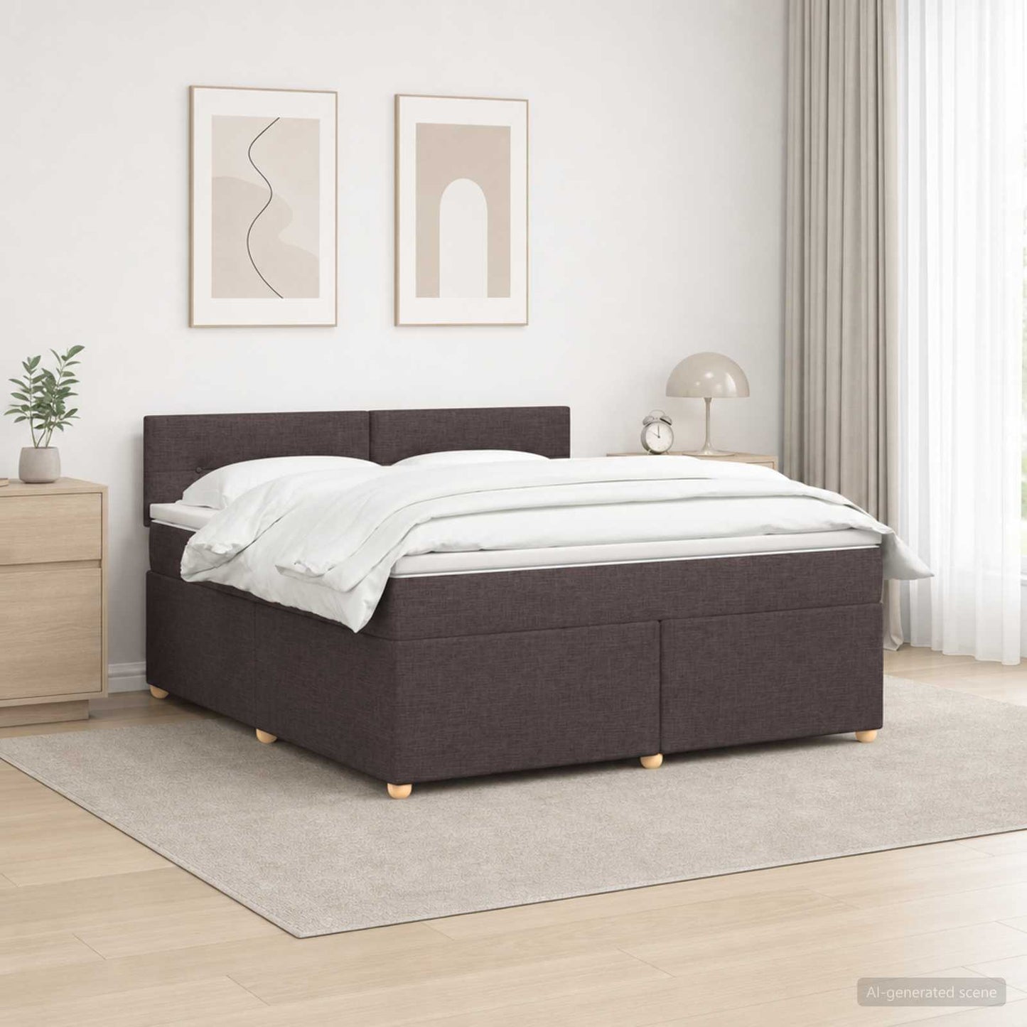 vidaXL Κρεβάτι box spring με στρώμα Σκούρο Καφέ 140 x 200 cm Ύφασμα
