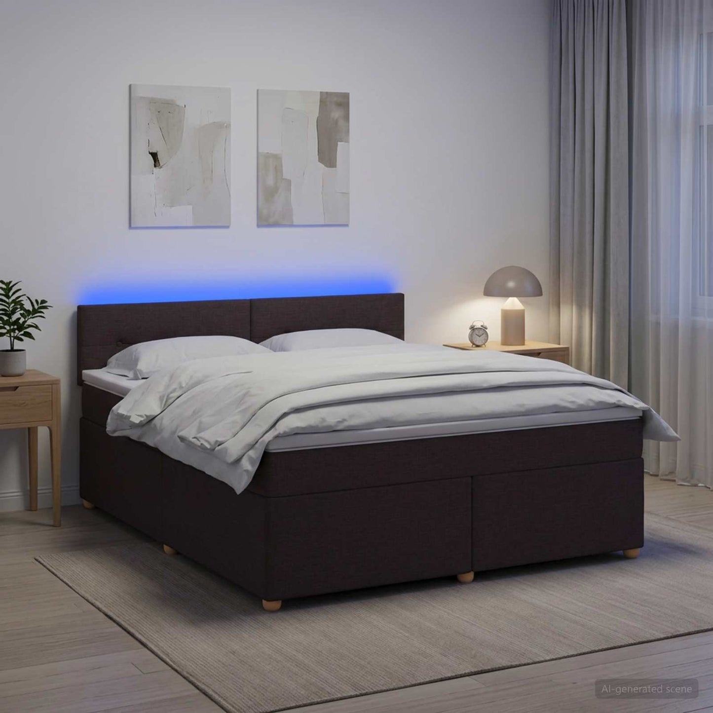 vidaXL Κρεβάτι box spring με στρώμα Σκούρο Καφέ 140 x 200 cm Ύφασμα