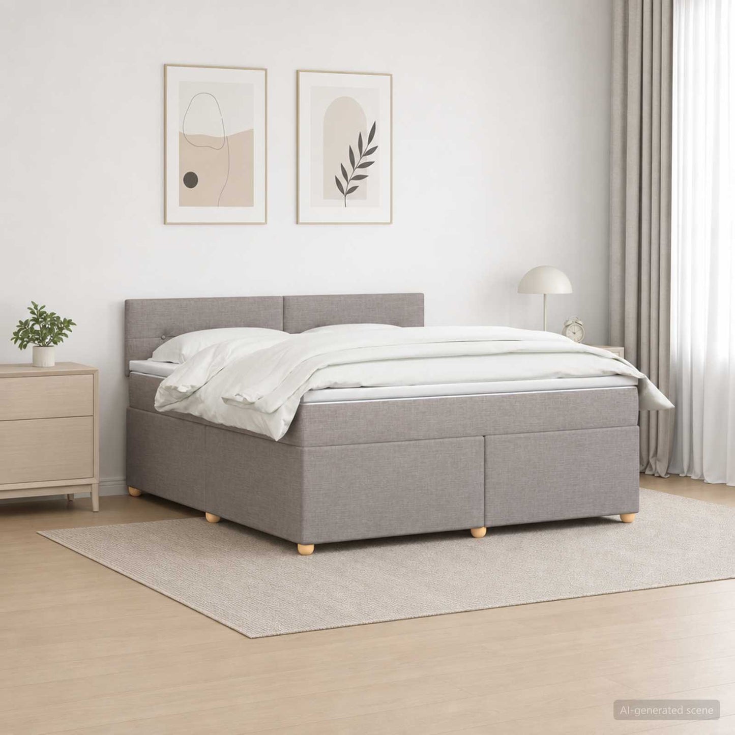 vidaXL Κρεβάτι box spring με στρώμα Taupe 140 x 200 cm Ύφασμα