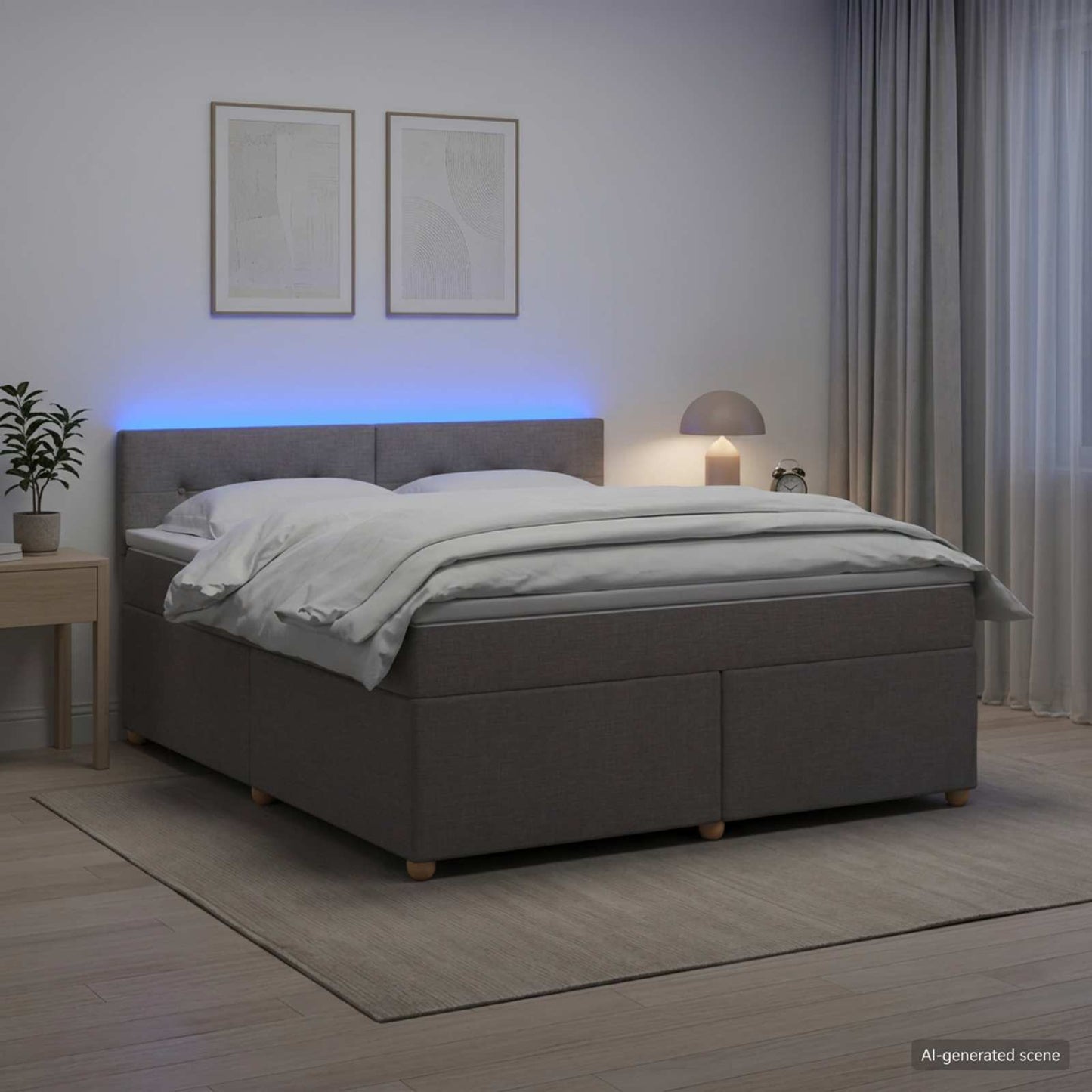 vidaXL Κρεβάτι box spring με στρώμα Taupe 140 x 200 cm Ύφασμα
