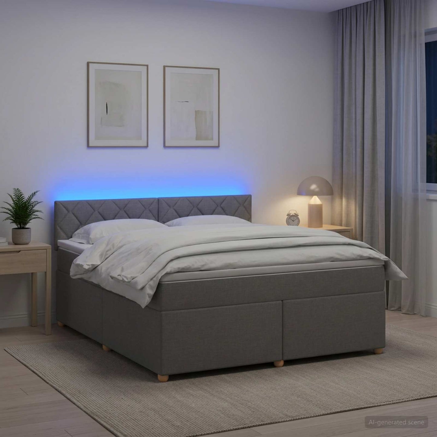 vidaXL Κρεβάτι box spring με στρώμα Ανοιχτό γκρι 160 x 200 cm Ύφασμα