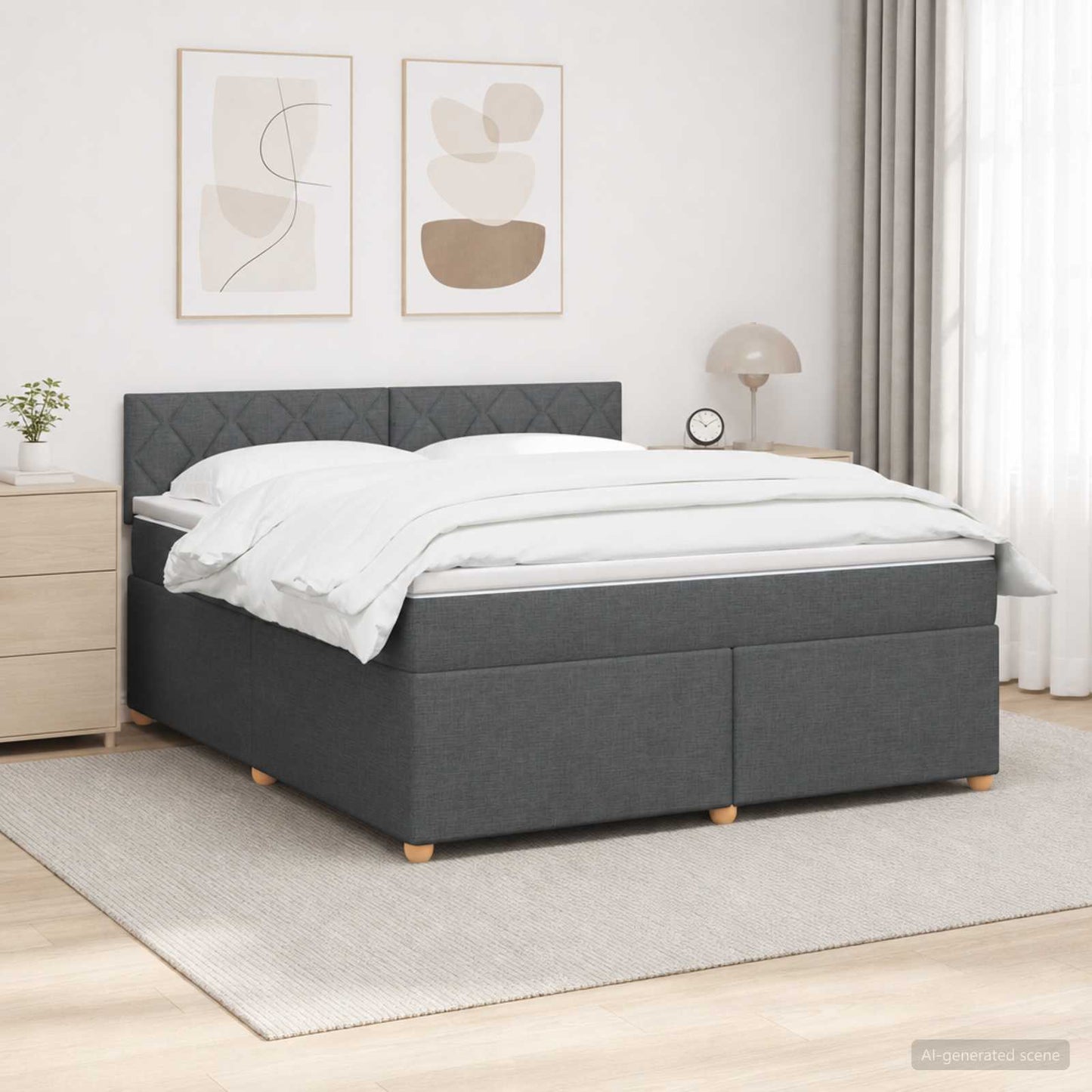 vidaXL Κρεβάτι box spring με στρώμα Σκούρο Γκρι 140 x 200 cm Ύφασμα