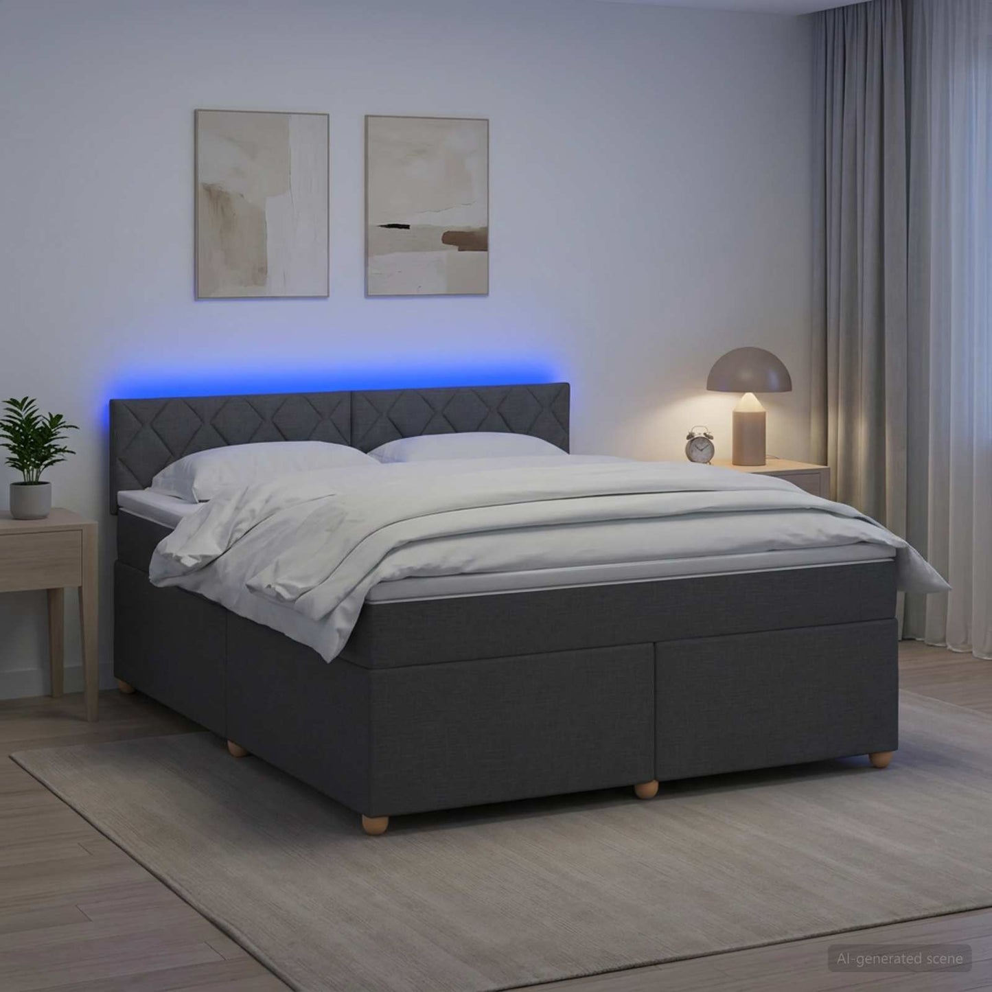 vidaXL Κρεβάτι box spring με στρώμα Σκούρο Γκρι 140 x 200 cm Ύφασμα