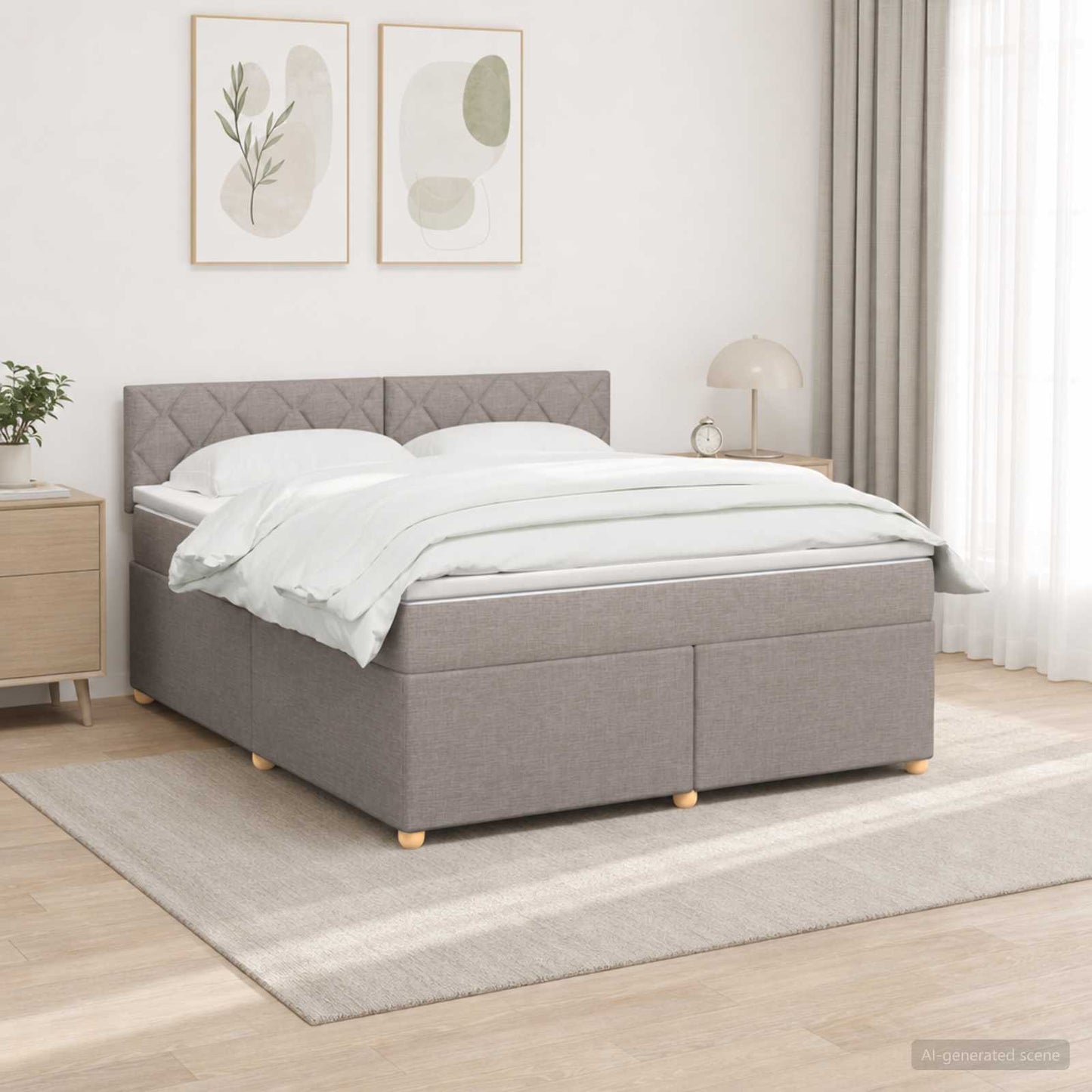 vidaXL Κρεβάτι box spring με στρώμα Taupe 140 x 200 cm Ύφασμα