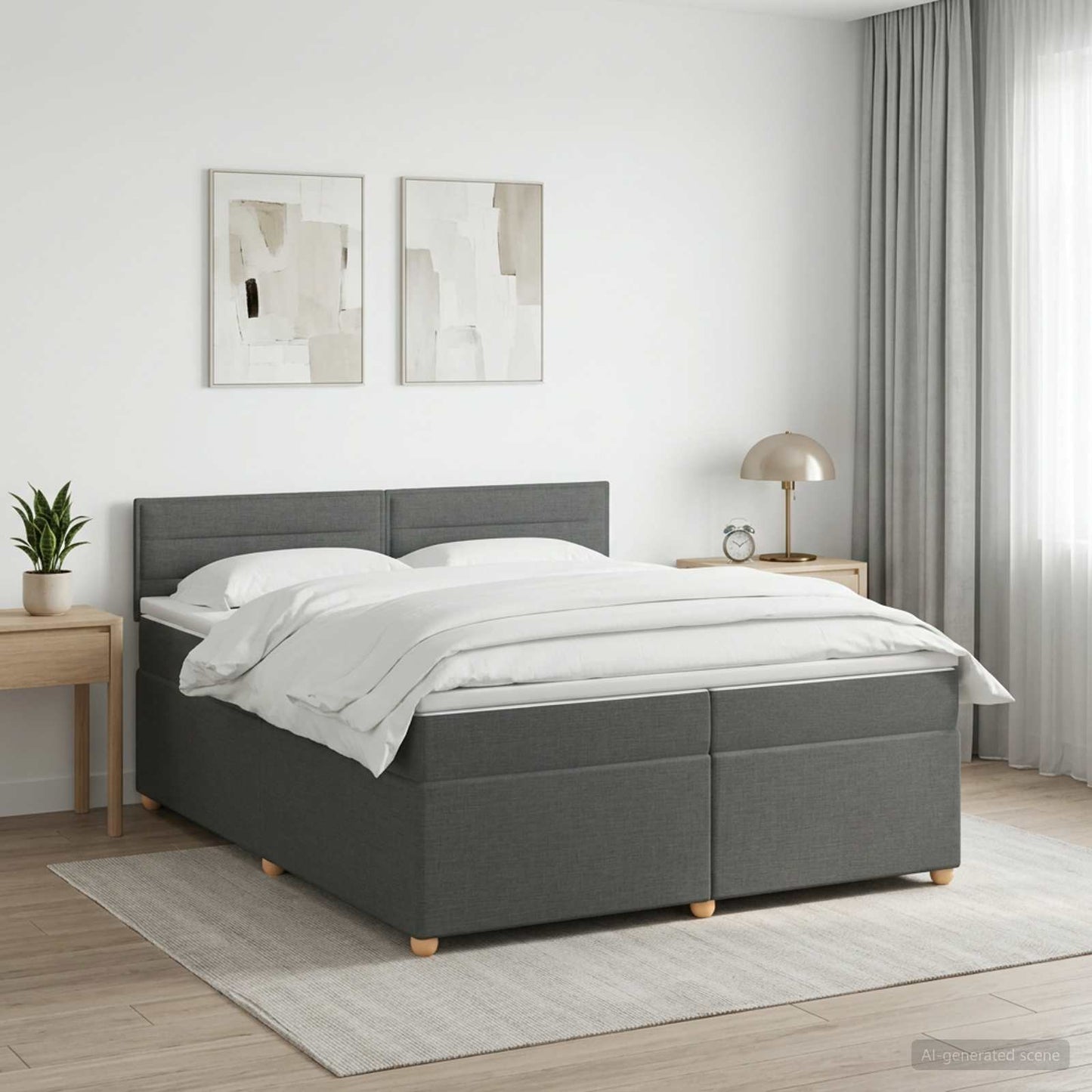 vidaXL Κρεβάτι box spring με στρώμα Σκούρο Γκρι 200 x 200 cm Ύφασμα