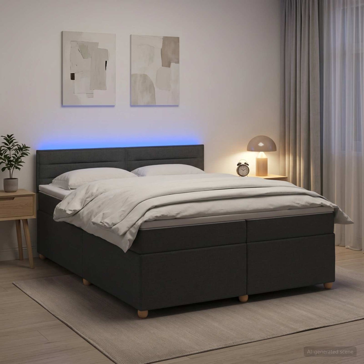 vidaXL Κρεβάτι box spring με στρώμα Σκούρο Γκρι 200 x 200 cm Ύφασμα