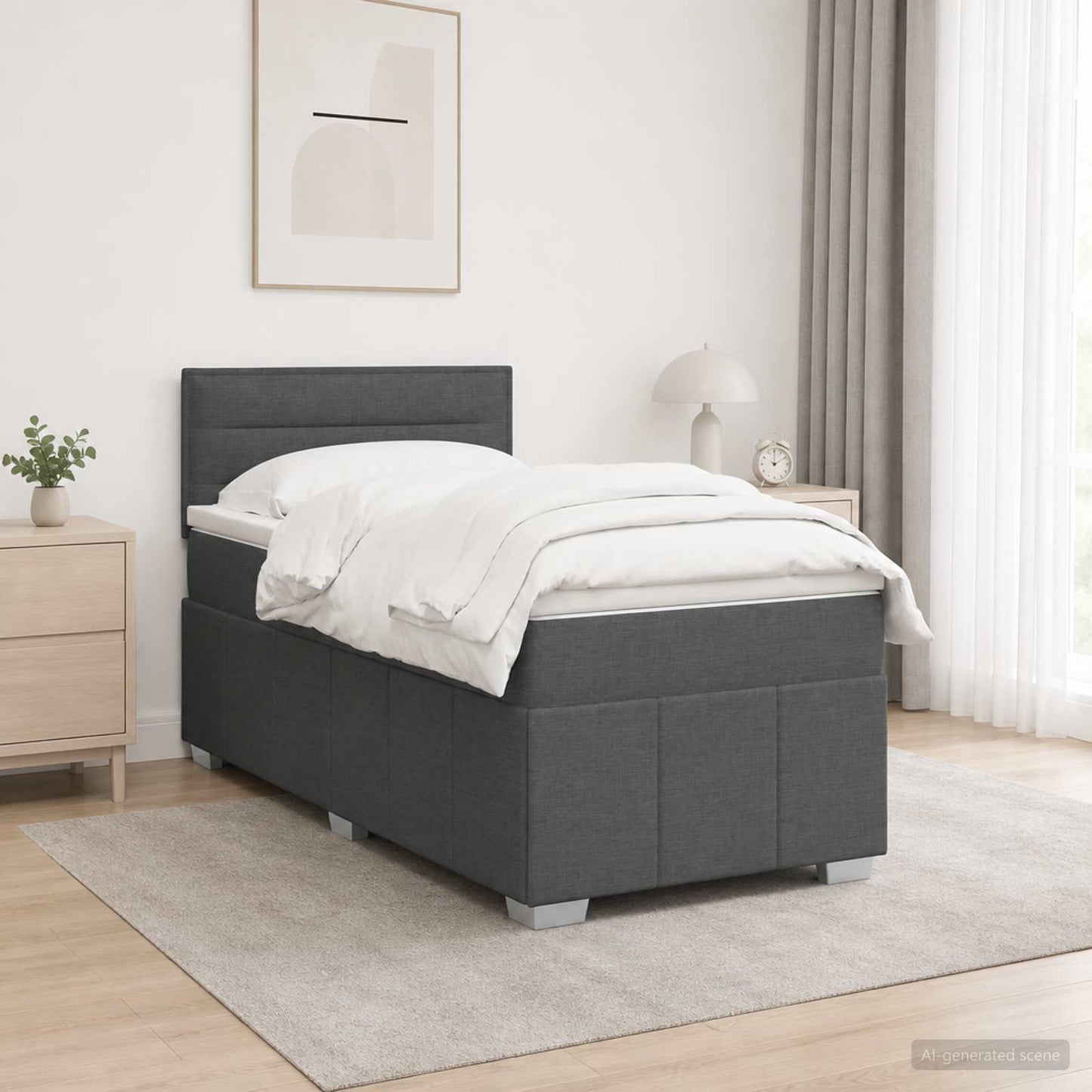 vidaXL Κρεβάτι box spring με στρώμα Σκούρο Γκρι 80 x 200 cm Ύφασμα