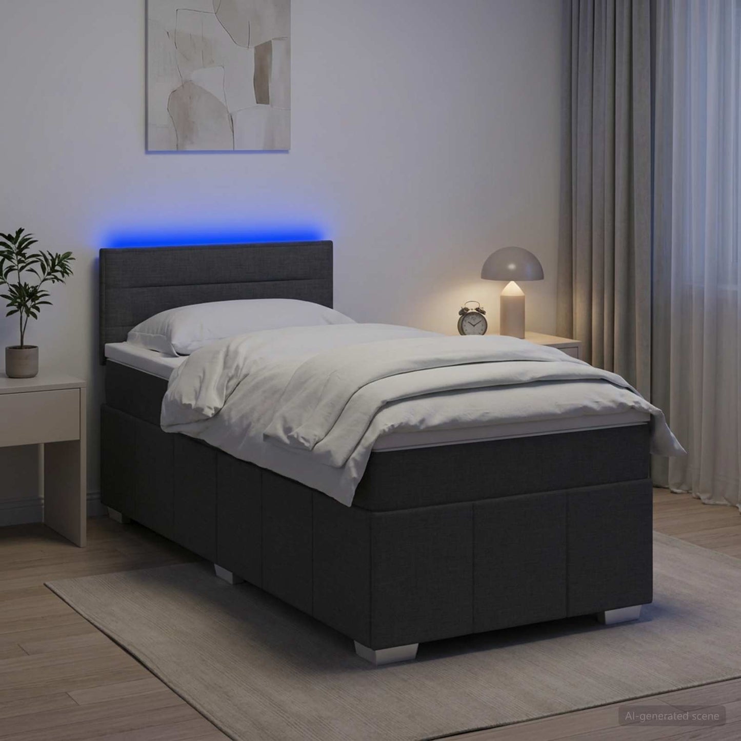 vidaXL Κρεβάτι box spring με στρώμα Σκούρο Γκρι 80 x 200 cm Ύφασμα