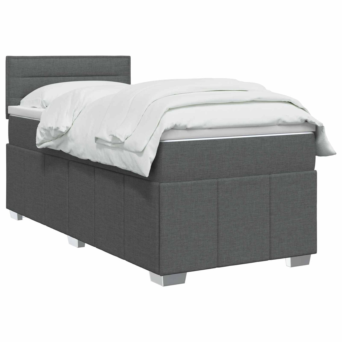 vidaXL Κρεβάτι box spring με στρώμα Σκούρο Γκρι 80 x 200 cm Ύφασμα