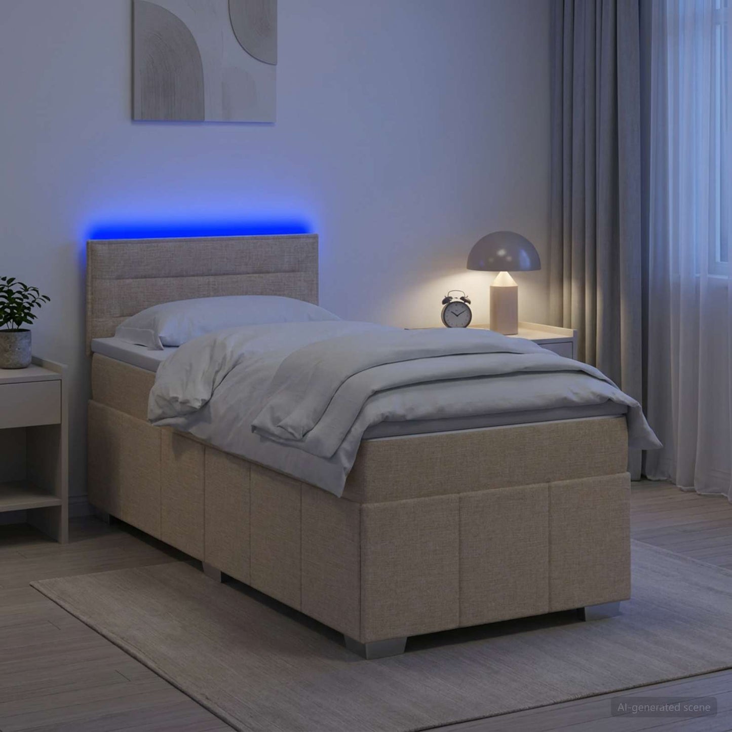 vidaXL Κρεβάτι box spring με στρώμα Κρεμ 80 x 200 cm Ύφασμα