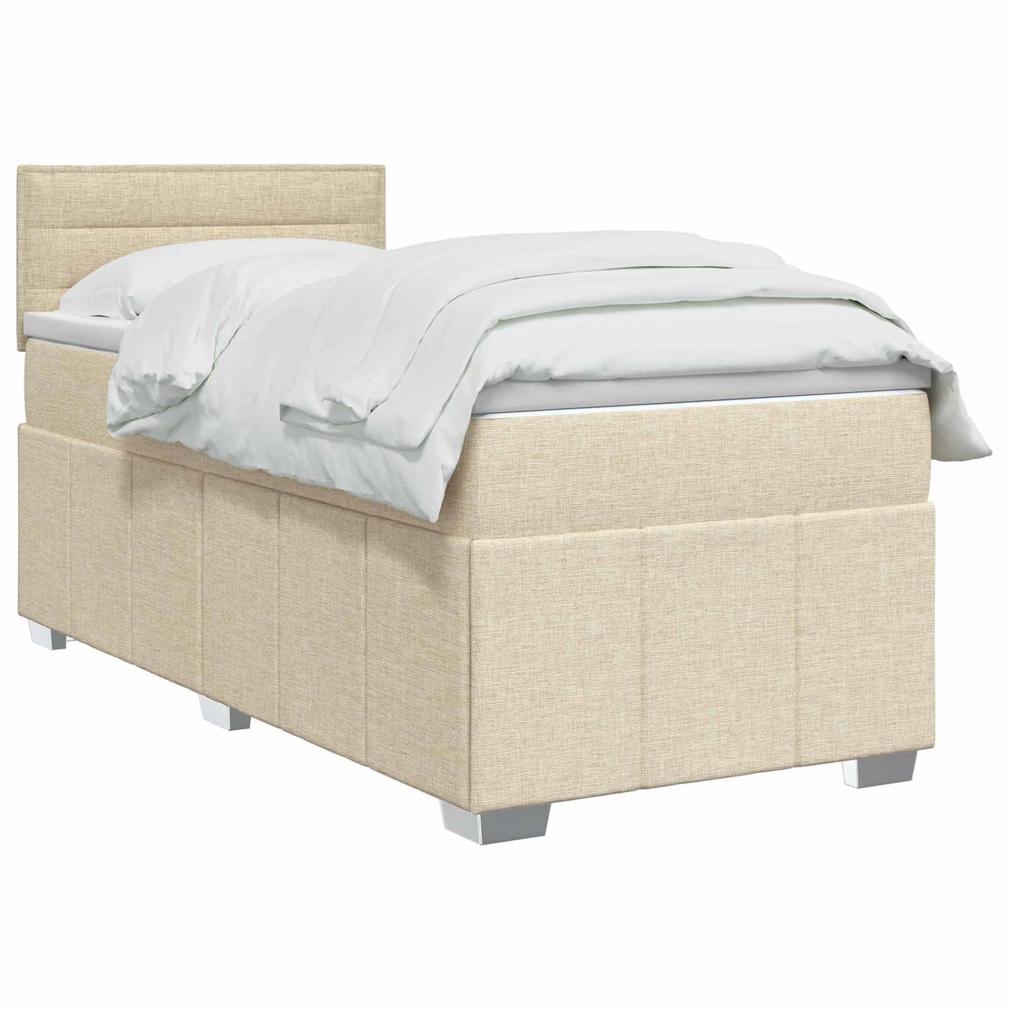 vidaXL Κρεβάτι box spring με στρώμα Κρεμ 80 x 200 cm Ύφασμα