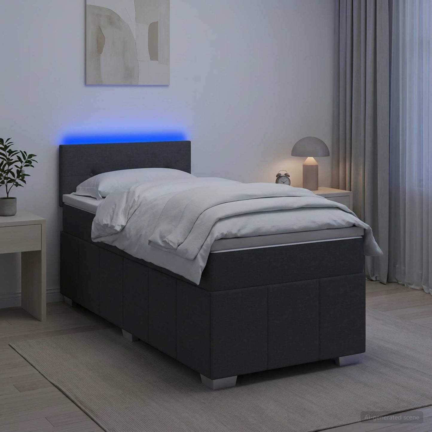 vidaXL Κρεβάτι box spring με στρώμα Σκούρο Γκρι 90 x 200 cm Ύφασμα