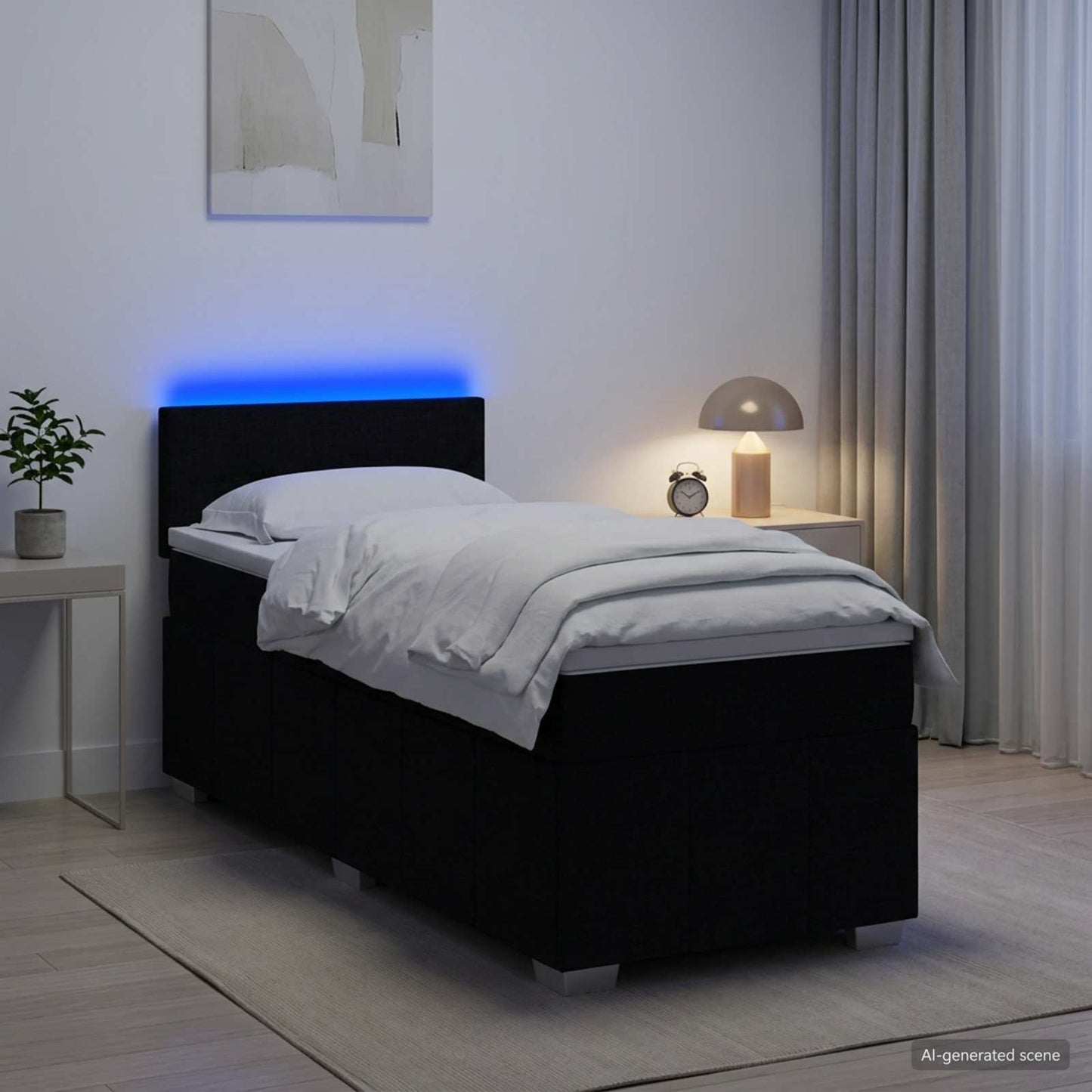vidaXL Κρεβάτι box spring με στρώμα Μαύρο 90 x 190 cm Ύφασμα