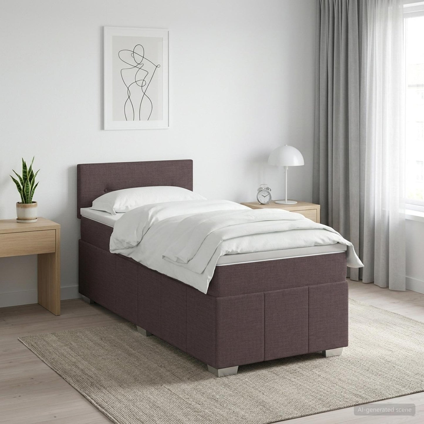 vidaXL Κρεβάτι box spring με στρώμα Σκούρο Καφέ 100 x 200 cm Ύφασμα
