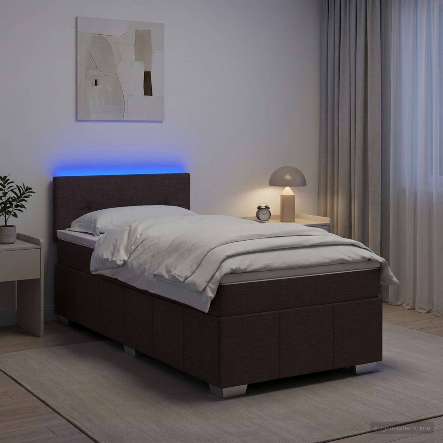 vidaXL Κρεβάτι box spring με στρώμα Σκούρο Καφέ 100 x 200 cm Ύφασμα