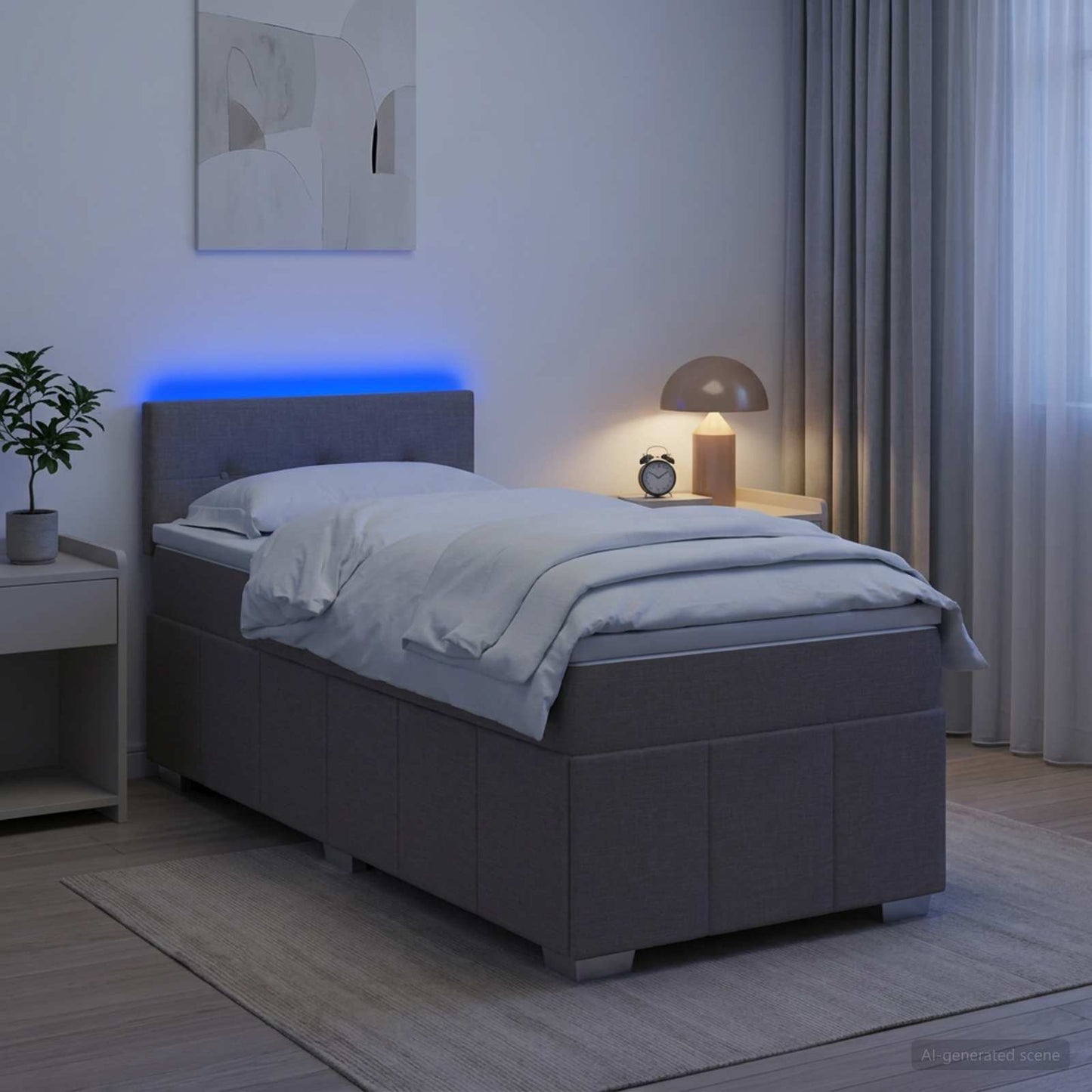 vidaXL Κρεβάτι box spring με στρώμα Taupe 100 x 200 cm Ύφασμα