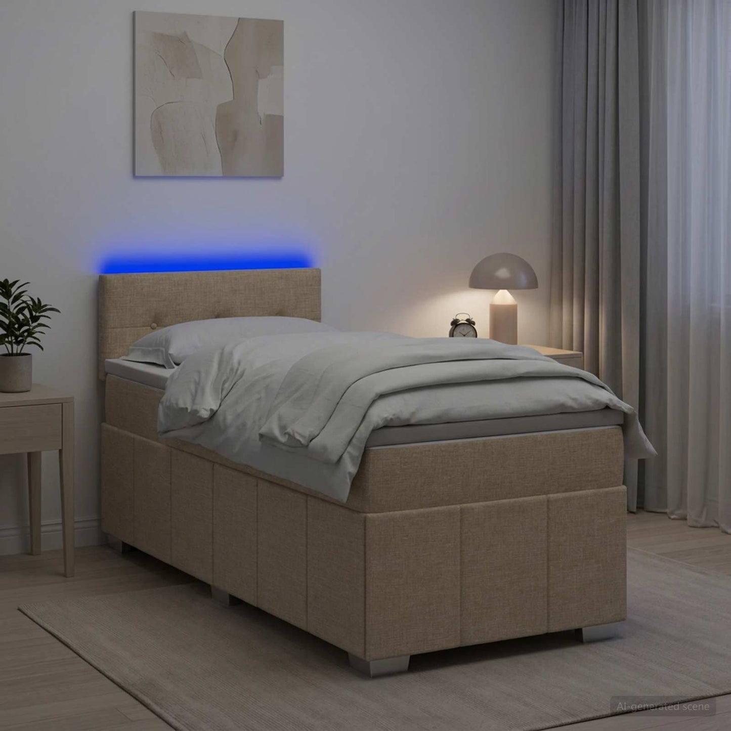 vidaXL Κρεβάτι box spring με στρώμα Κρεμ 100 x 200 cm Ύφασμα