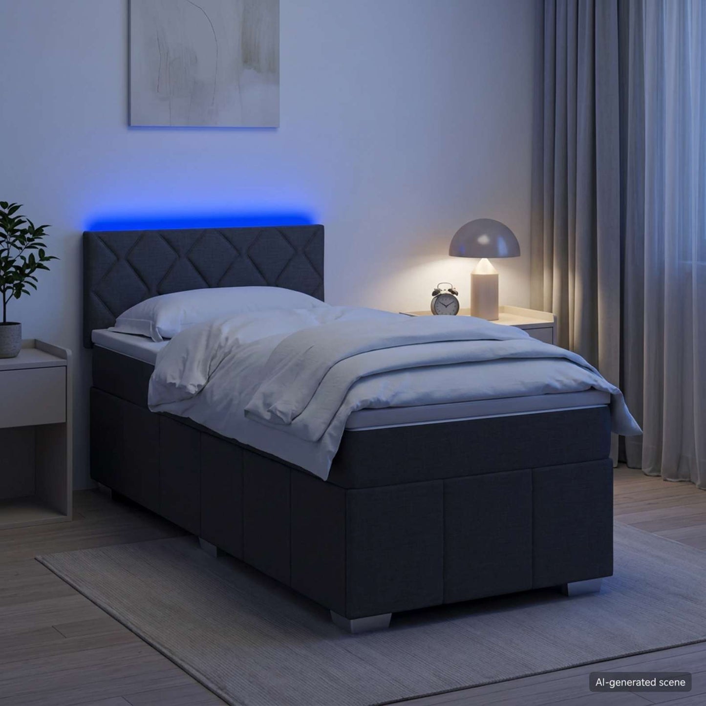 vidaXL Κρεβάτι box spring με στρώμα Σκούρο Γκρι 90 x 200 cm Ύφασμα
