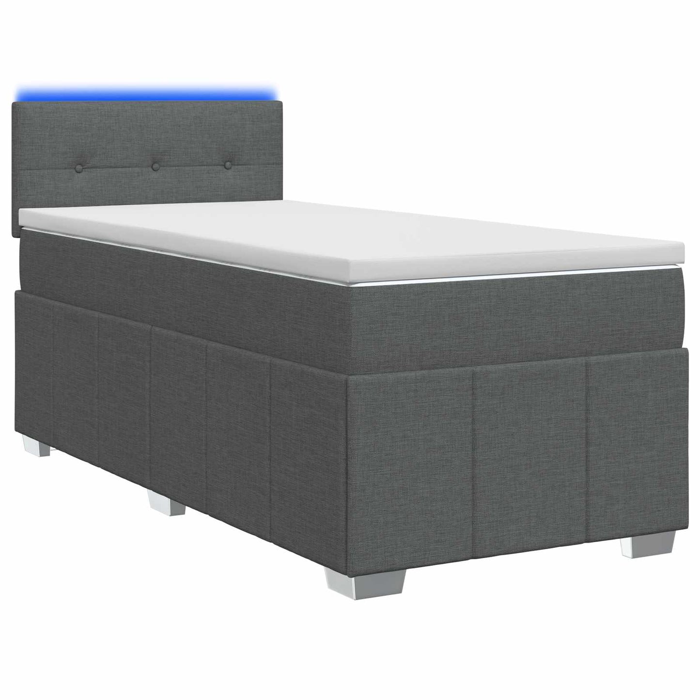 vidaXL Κρεβάτι box spring με στρώμα Σκούρο Γκρι 90 x 200 cm Ύφασμα