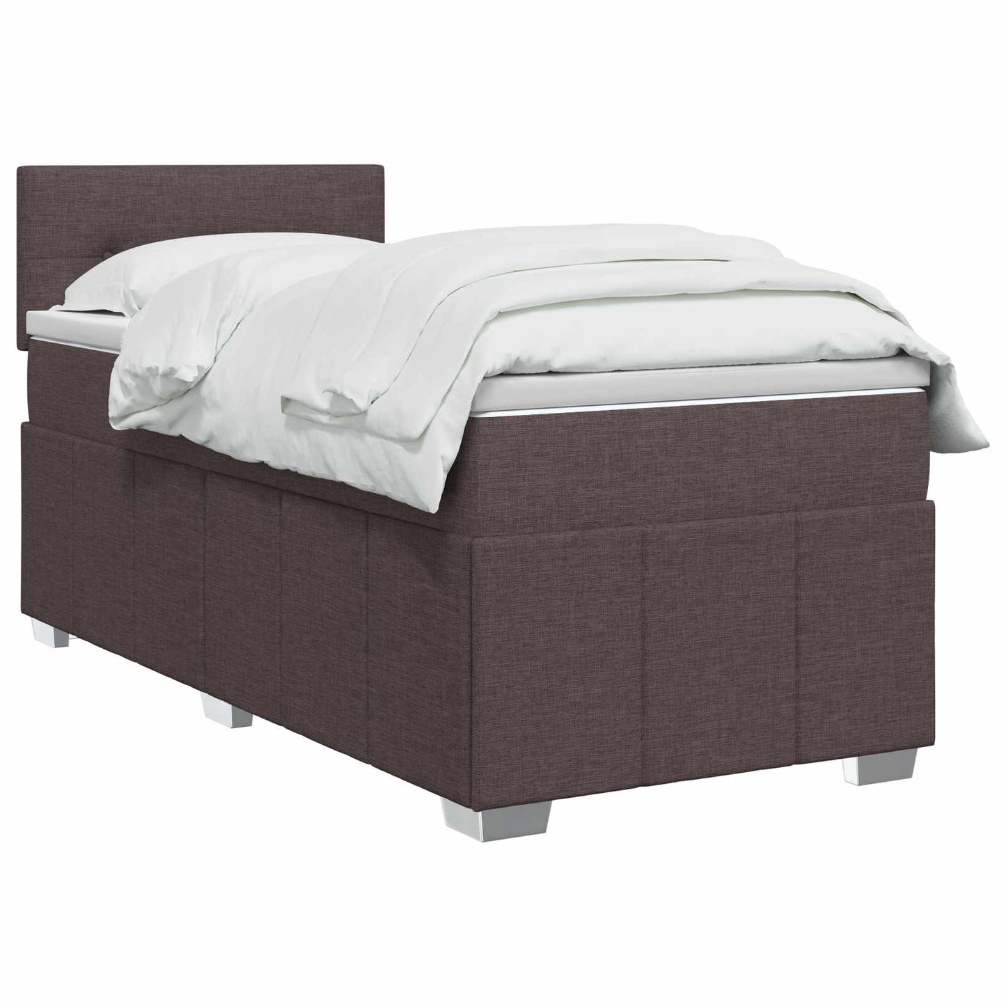 vidaXL Κρεβάτι box spring με στρώμα Σκούρο Καφέ 100 x 200 cm Ύφασμα