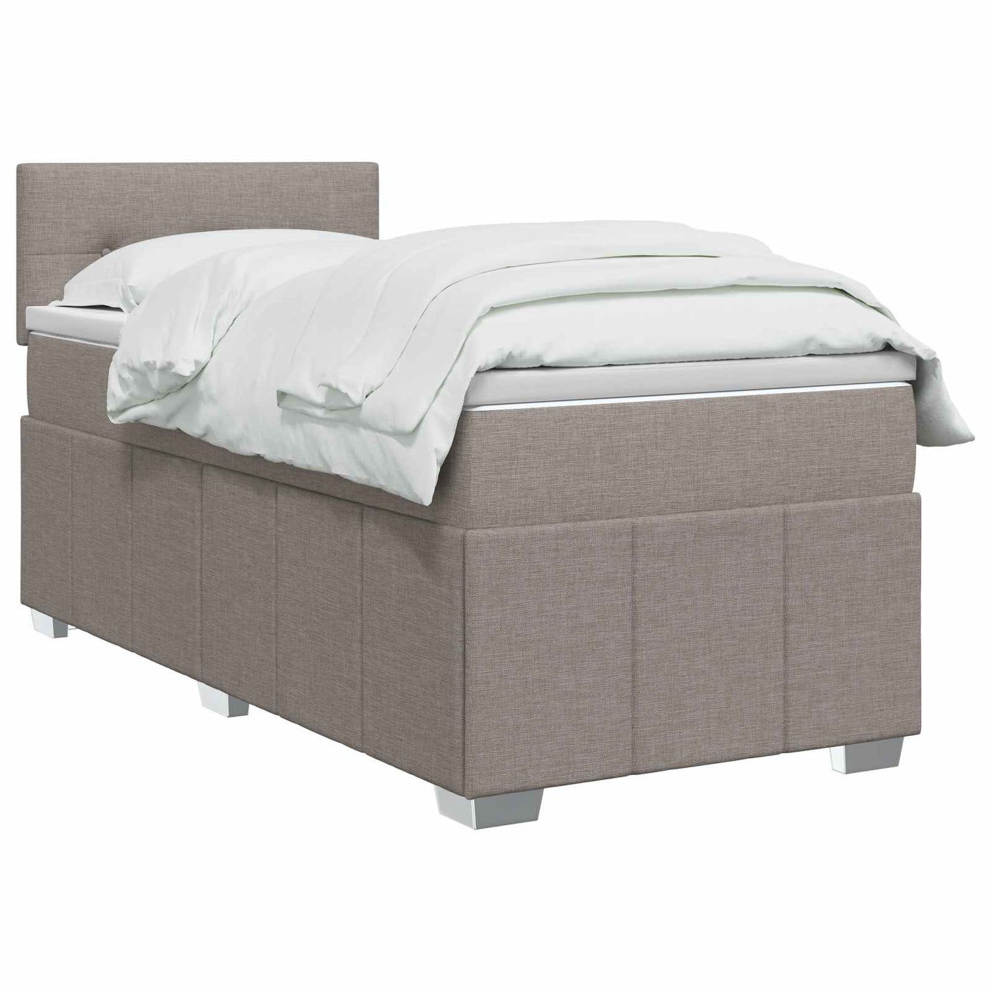 vidaXL Κρεβάτι box spring με στρώμα Taupe 100 x 200 cm Ύφασμα